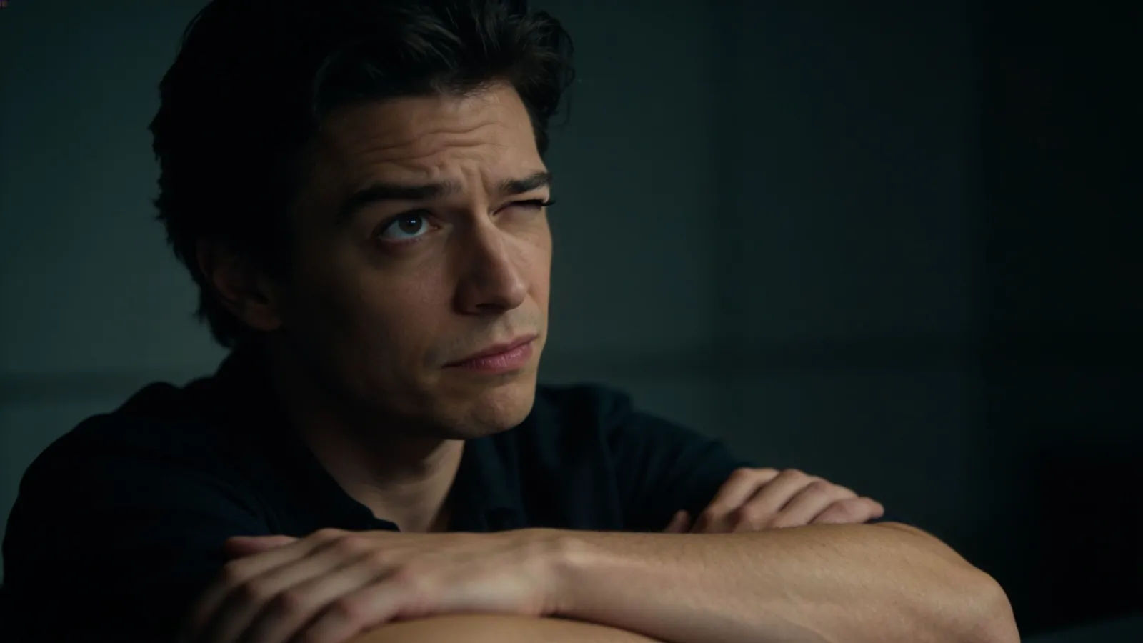 Doubtful person with a skeptical raised eyebrow