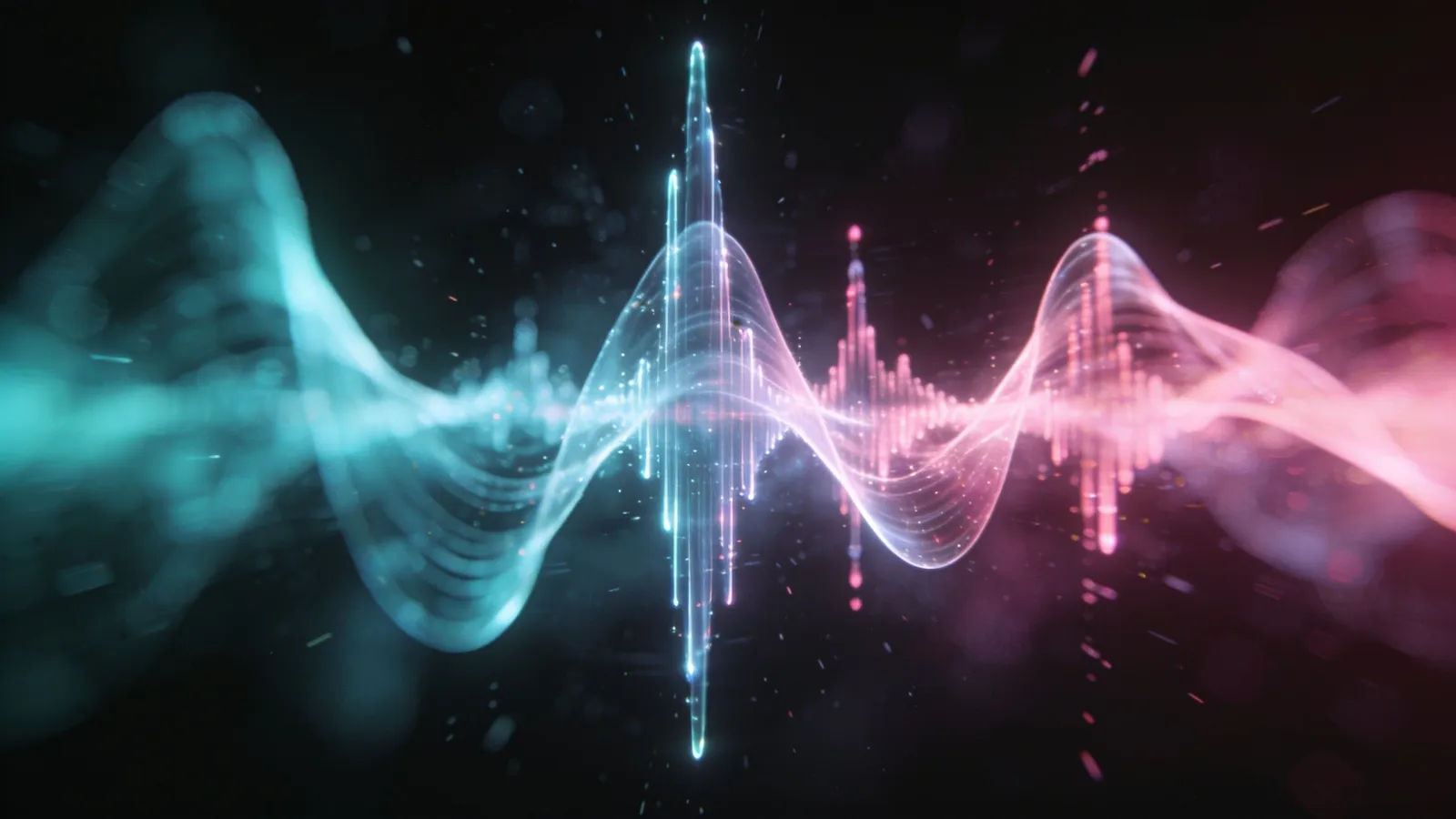 Bright witty audio waveform on black
