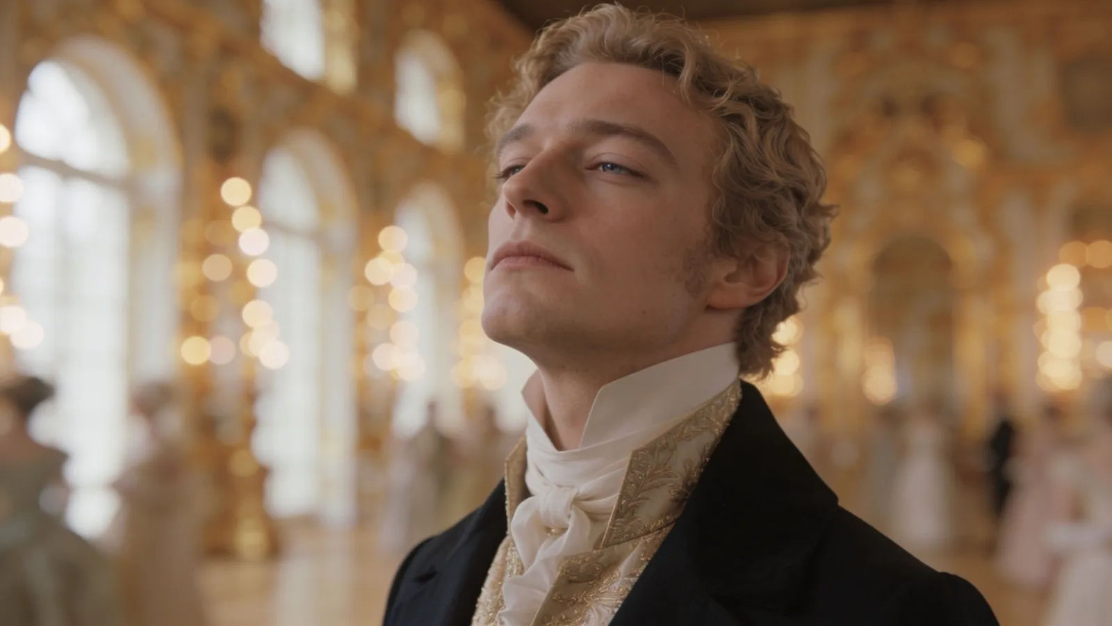 Haughty aristocrat with lifted chin, gilded portrait