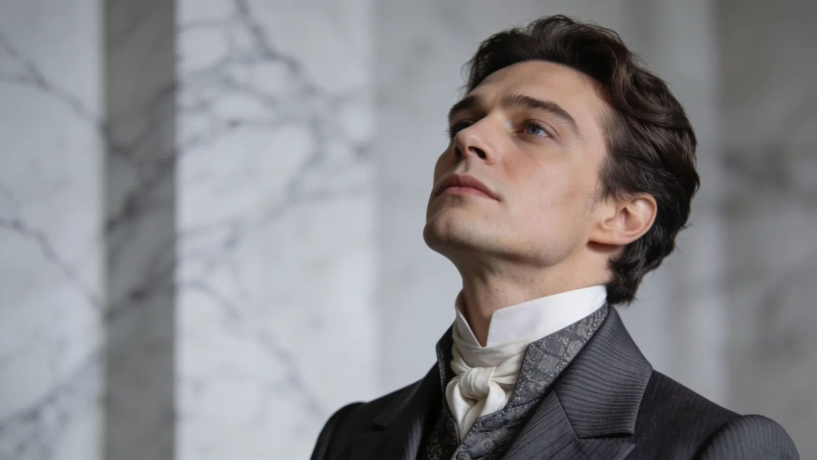 Haughty aristocratic figure with chin tilted up