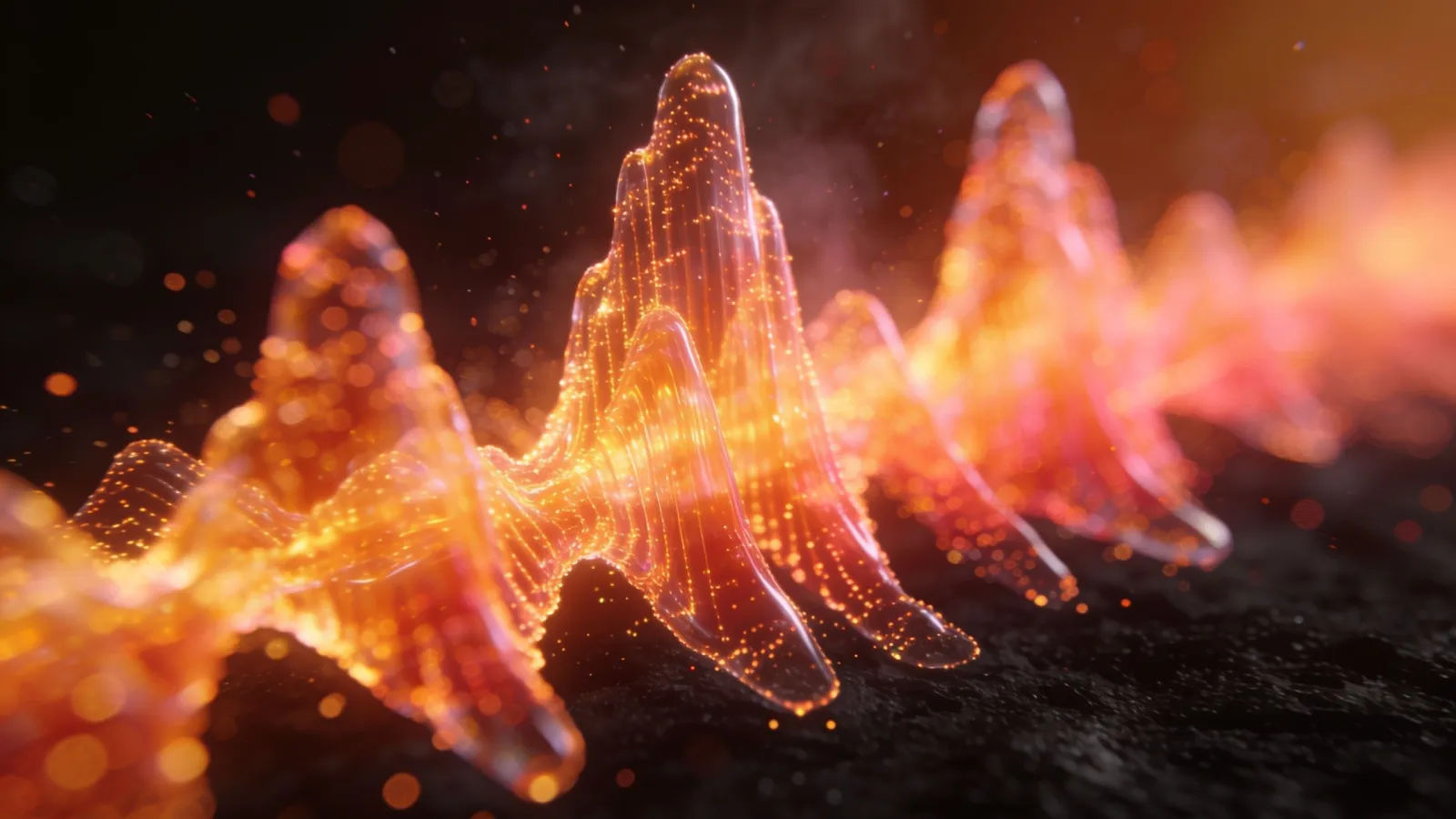 Bright lively bouncing waveform in warm coral tones