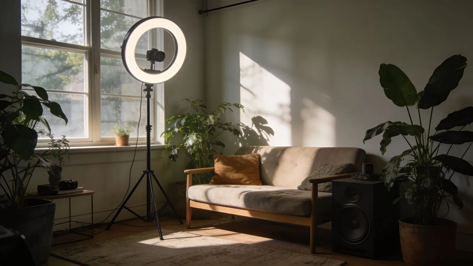 Sunlit creator studio corner