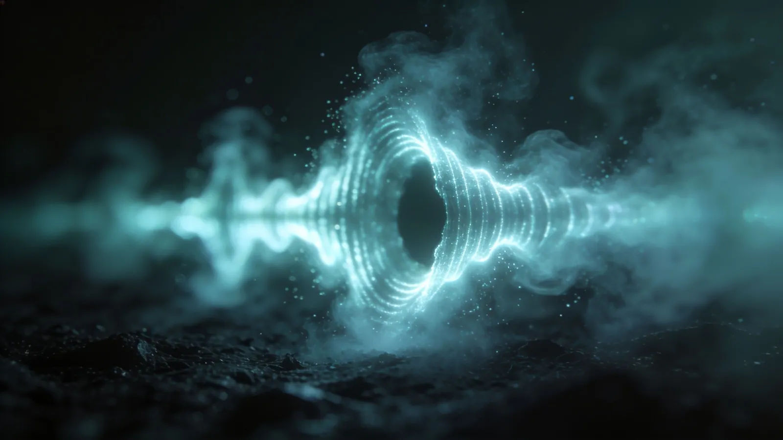 Ghostly waveform dissolving into fog