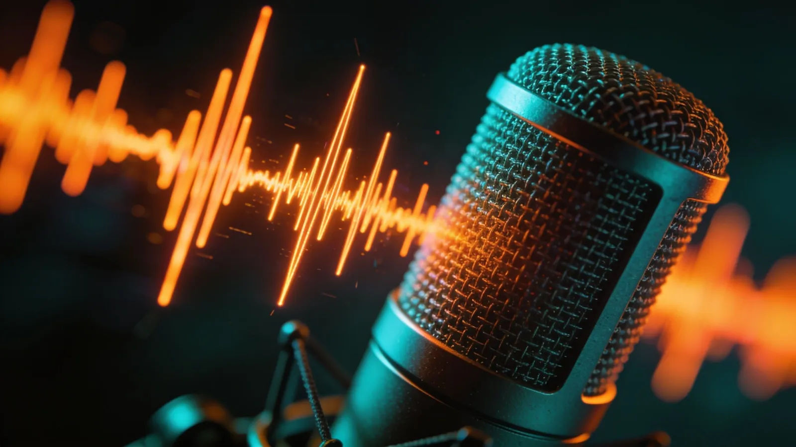 Broadcast microphone with bold dynamic waveform spikes