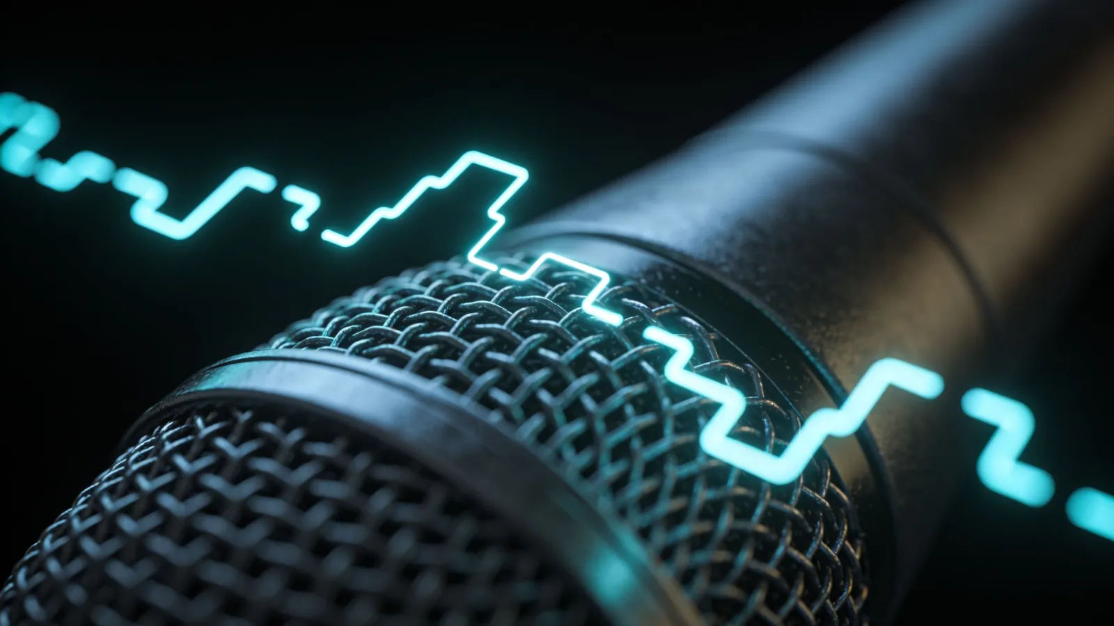Broken stepping waveform with gaps over microphone