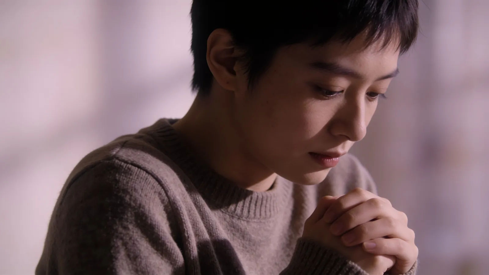 Gentle timid person, soft apologetic portrait