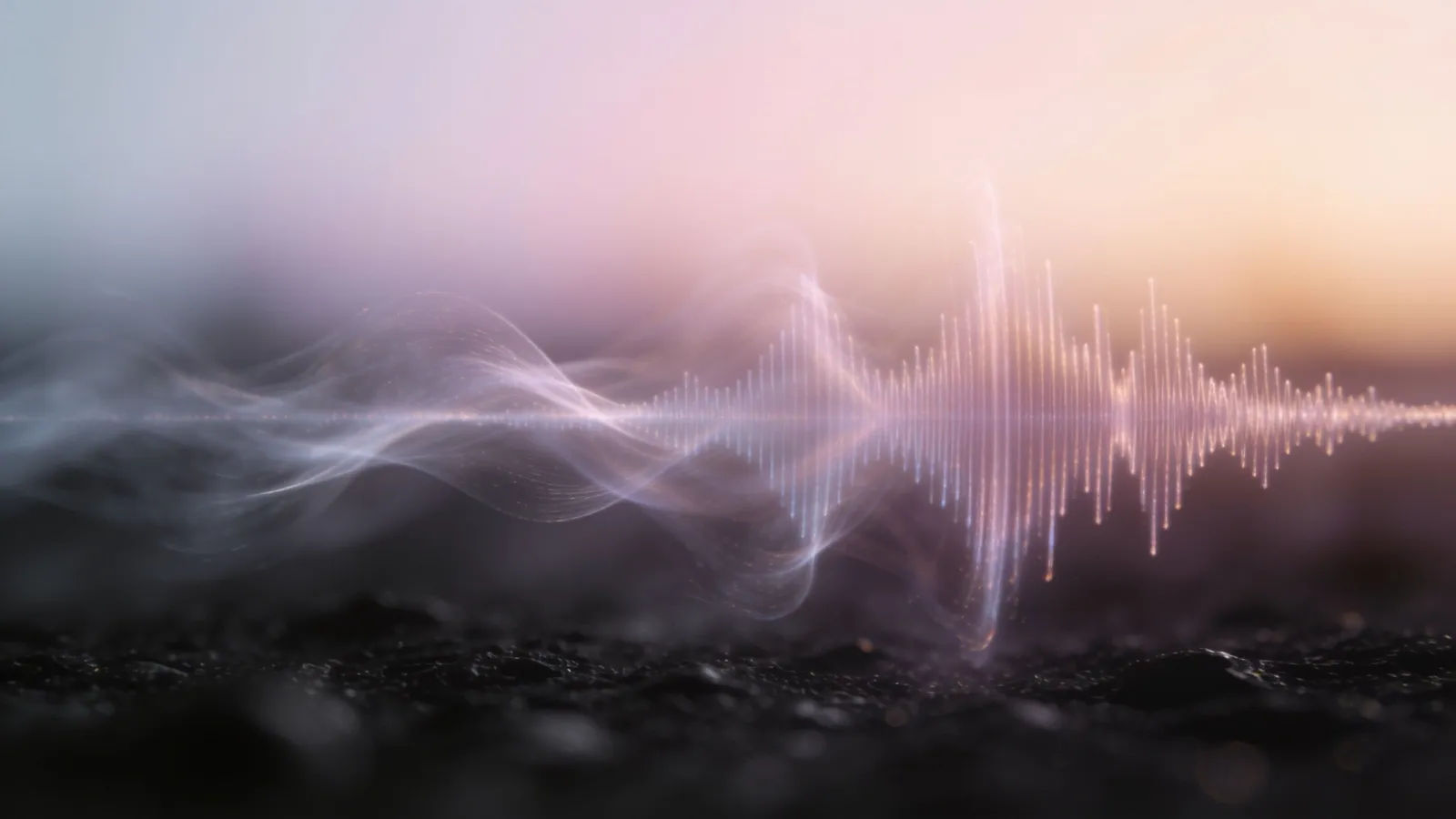 Soft faint hesitant audio waveform