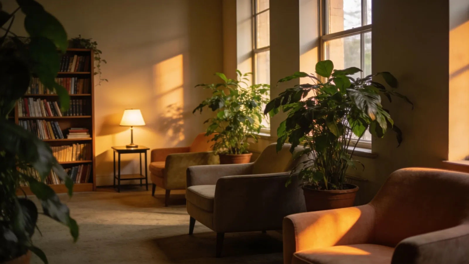 Calm wellbeing support space interior