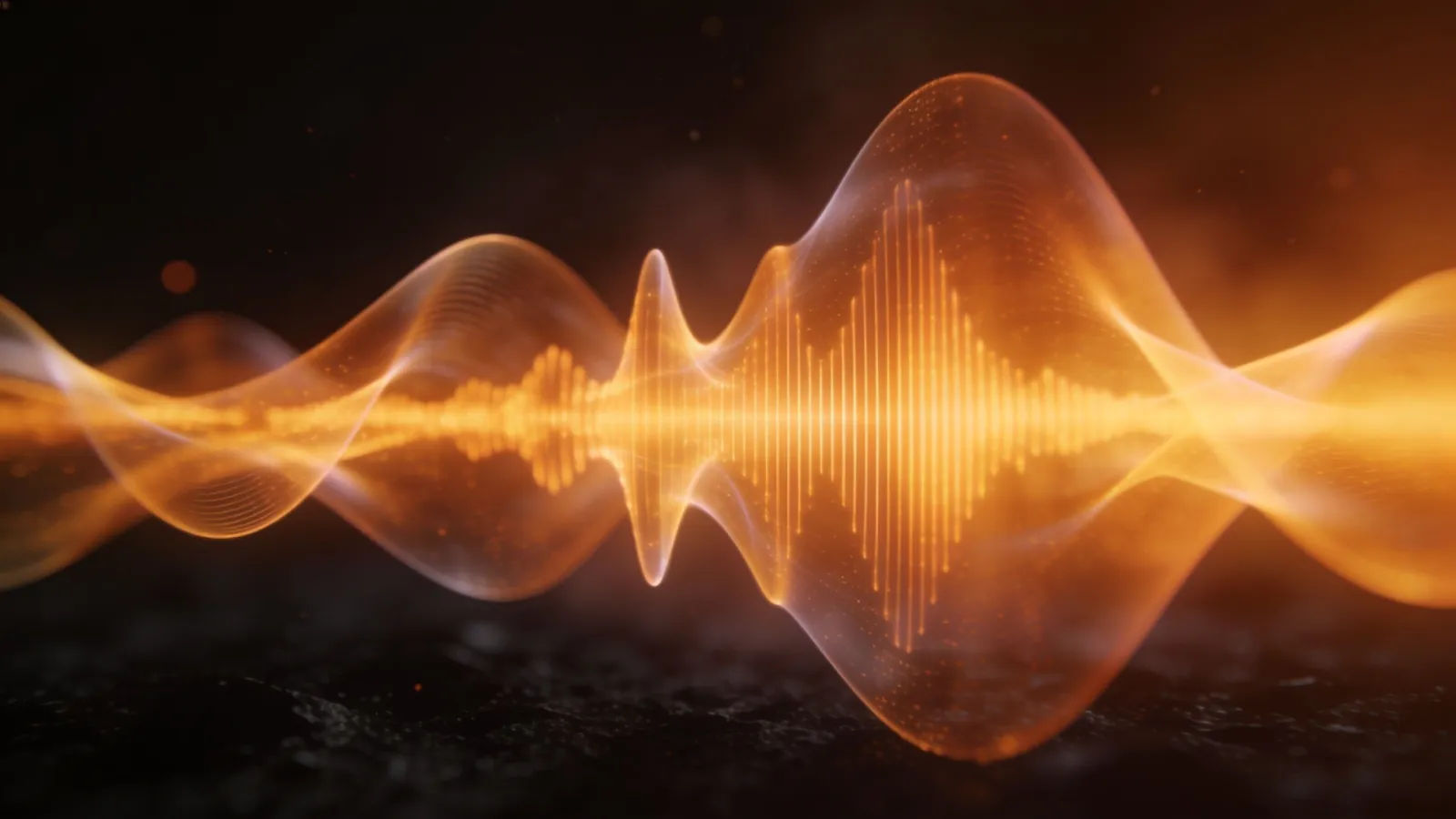 Warm gentle flowing amber audio waveform