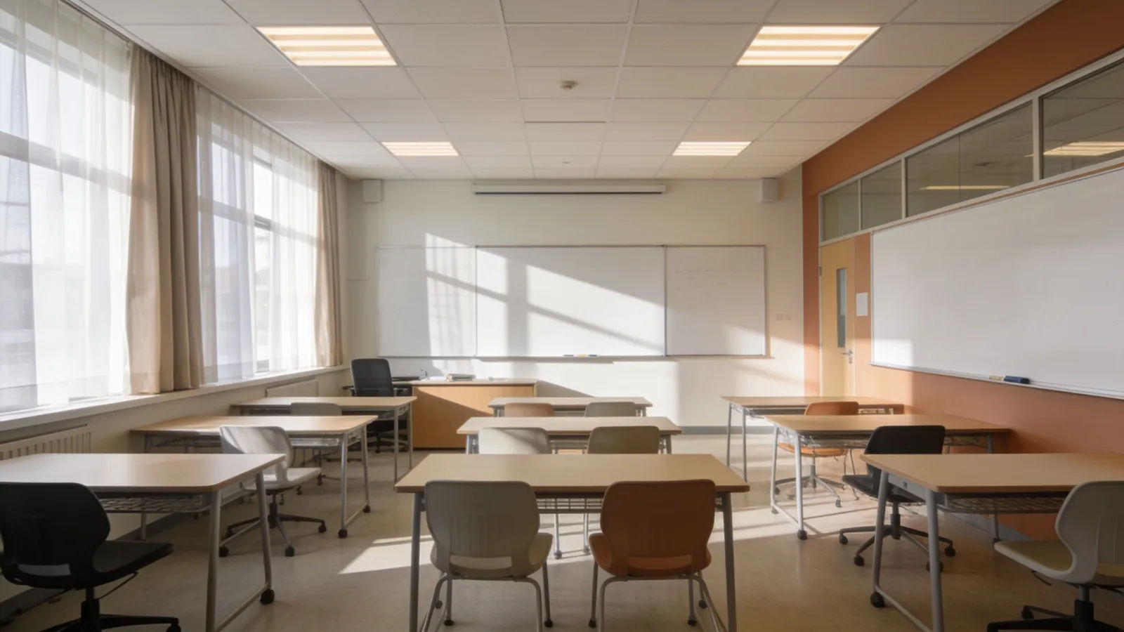 Bright modern classroom and e-learning space
