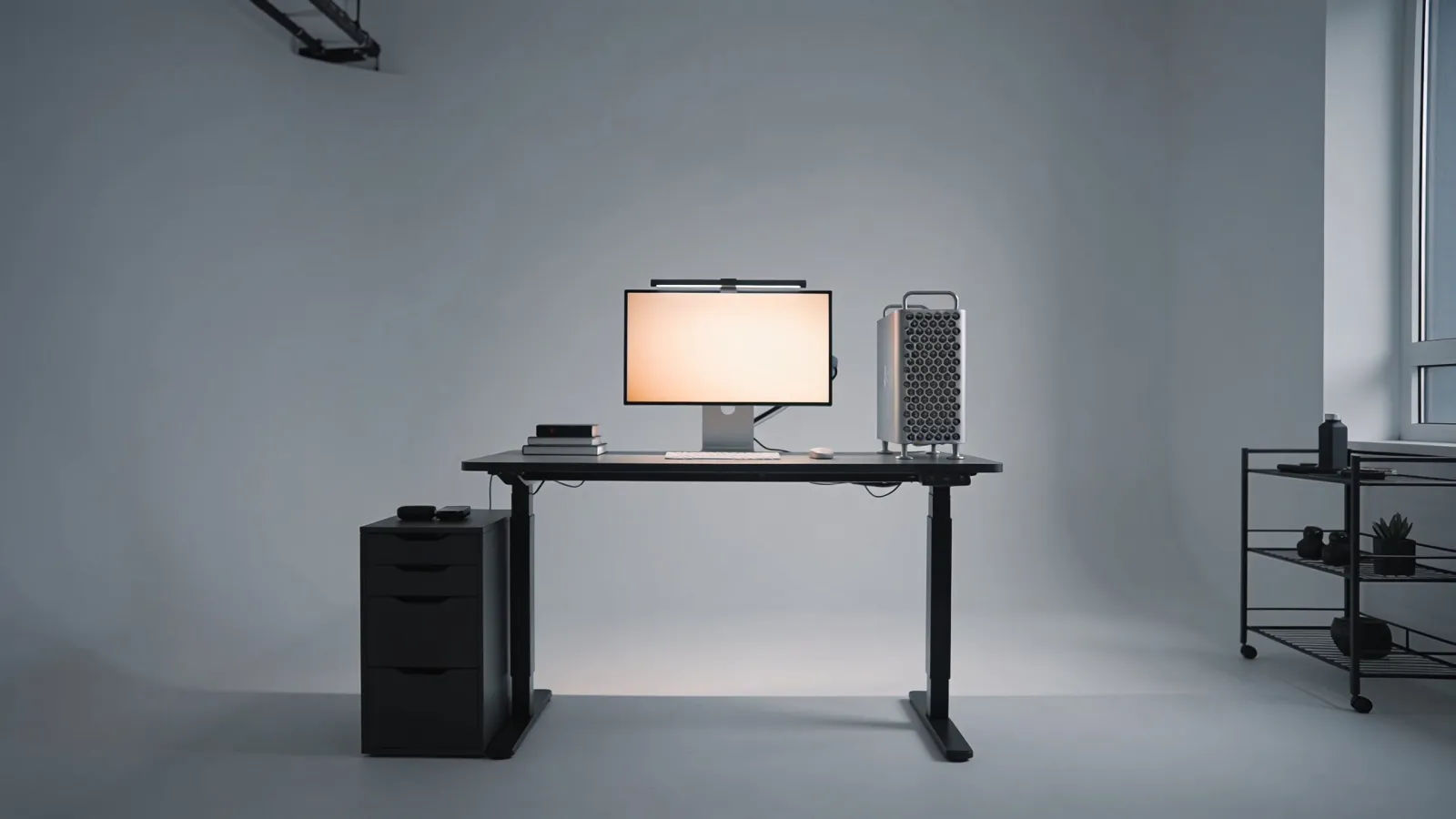 Clean modern tutorial studio desk