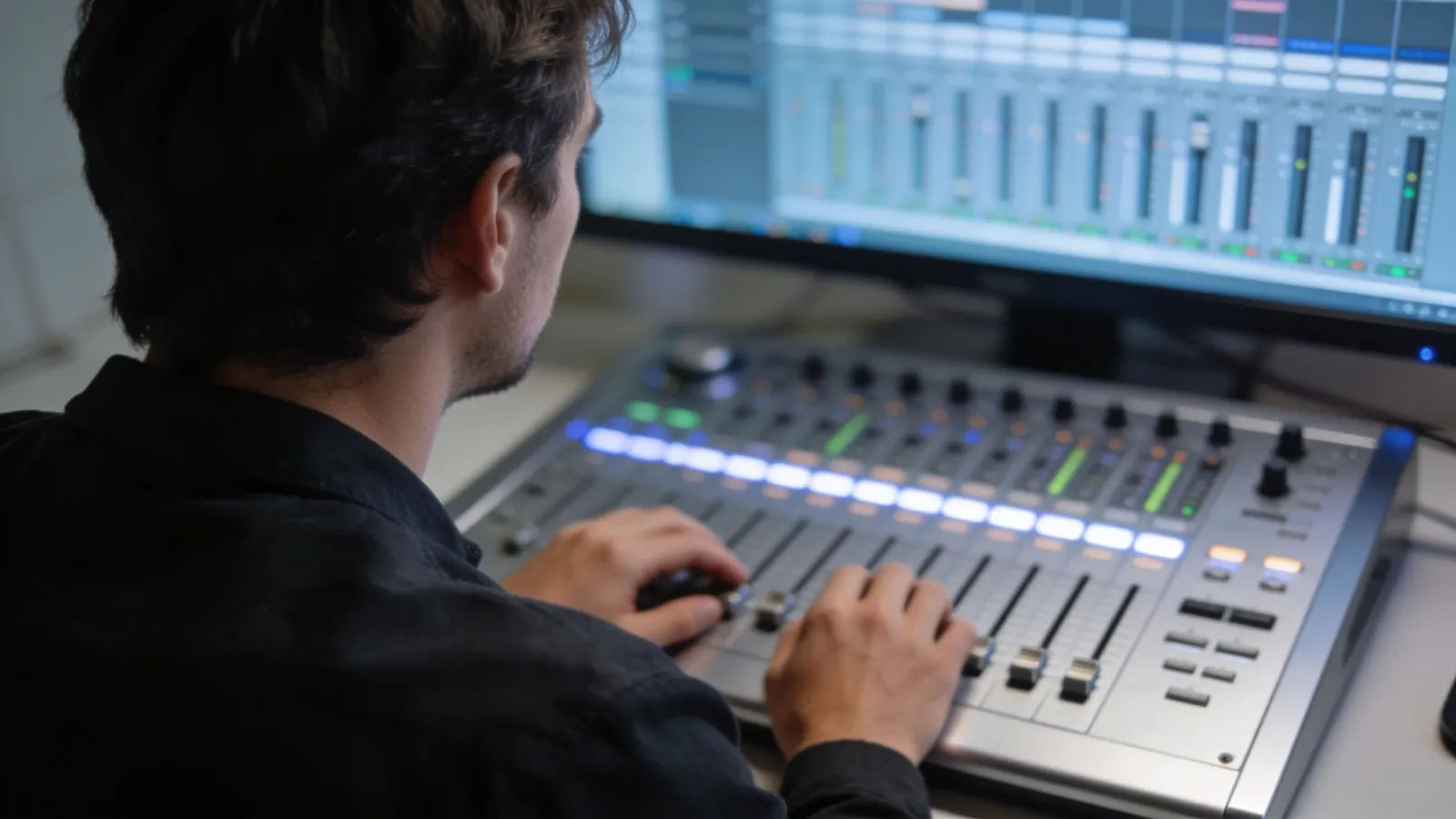 Hands on crisp audio console