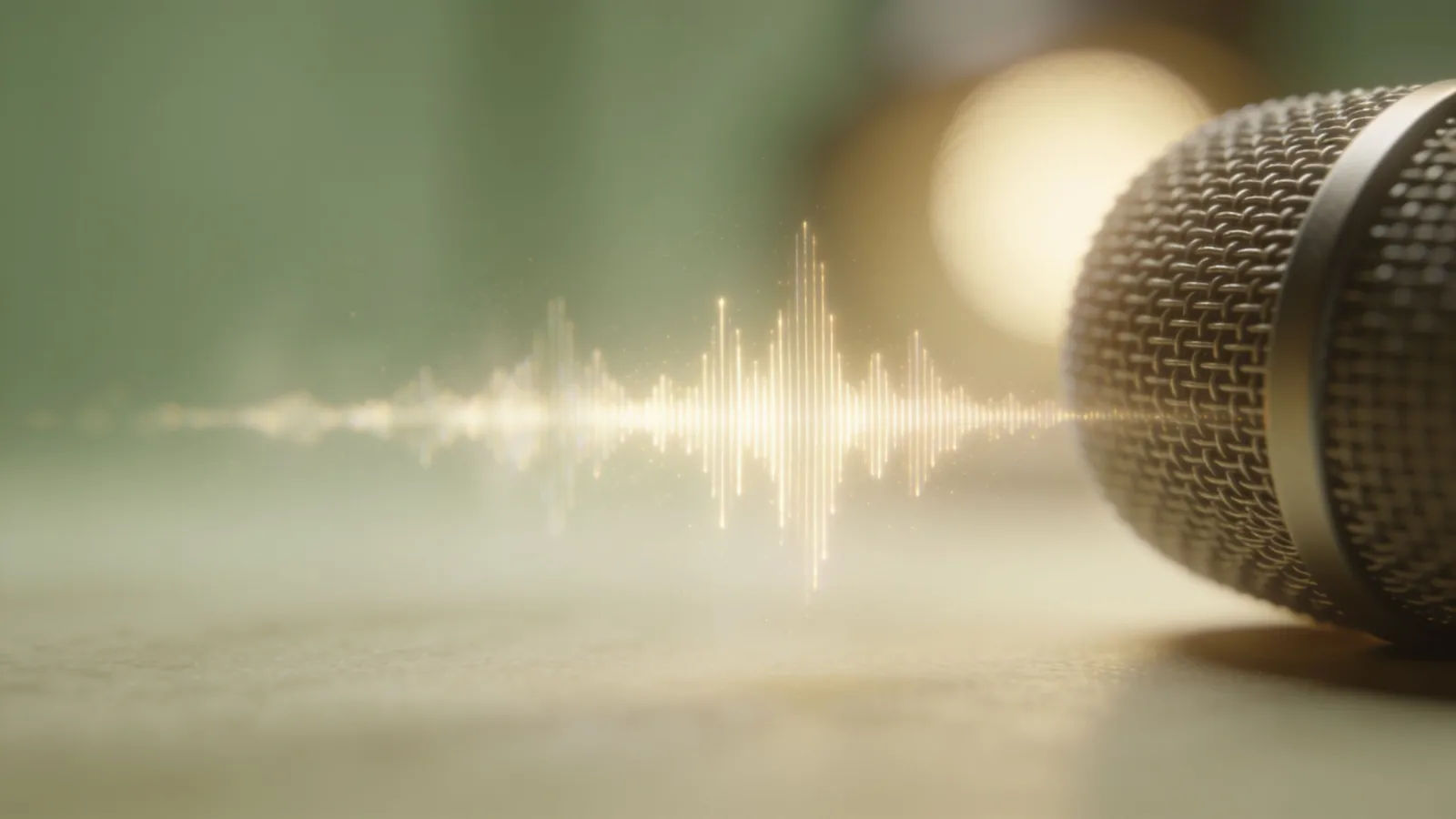 Gentle glowing waveform over calm neutral surface