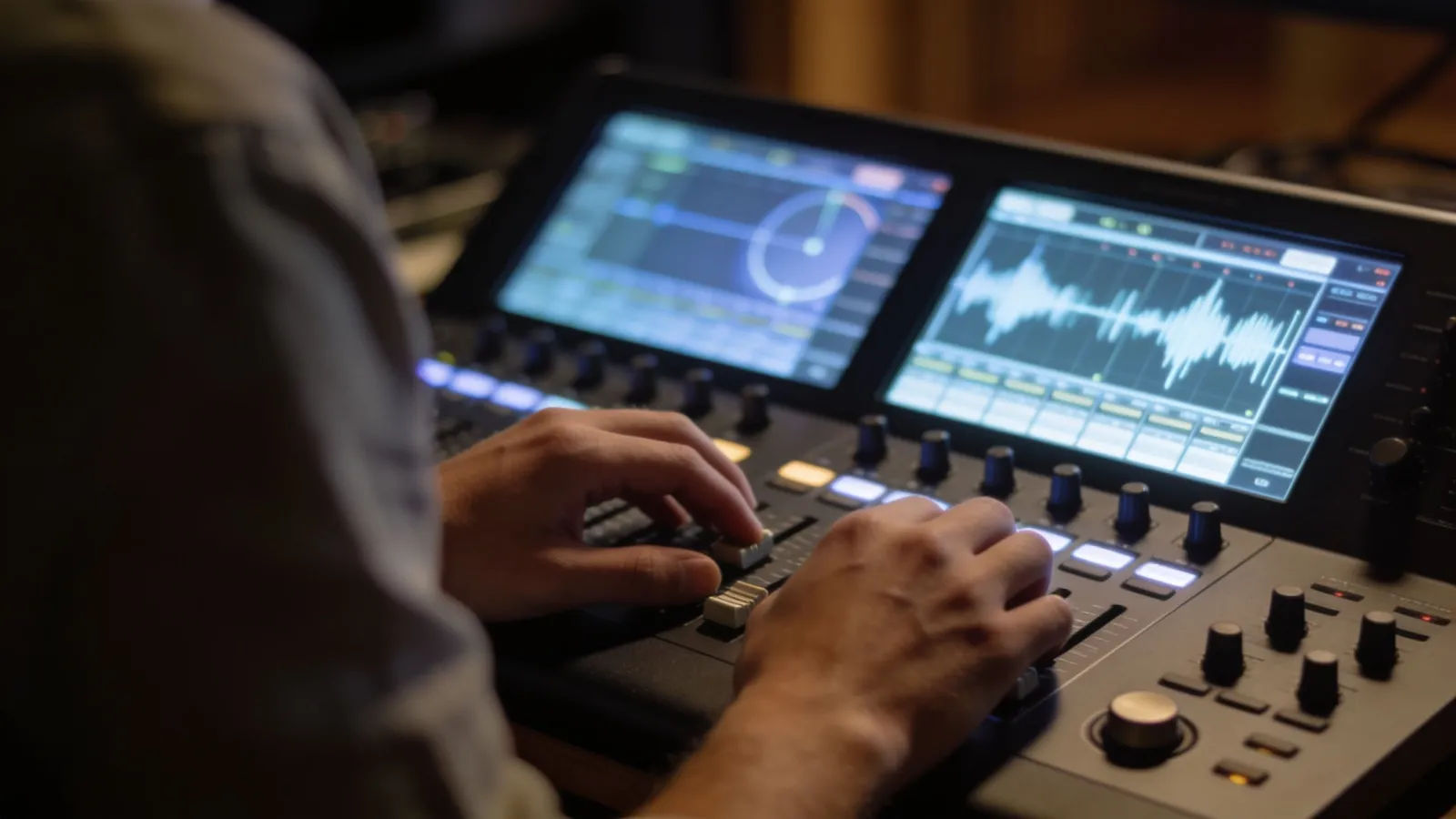 Steady hands at console with calm panels