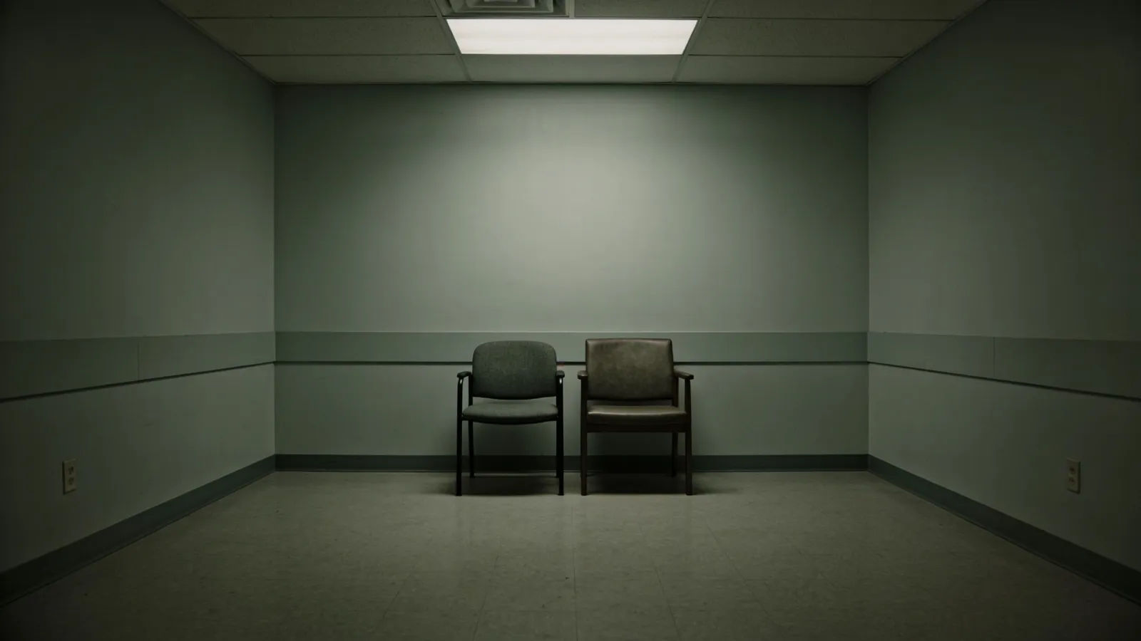 Sterile waiting room with awkwardly close chairs
