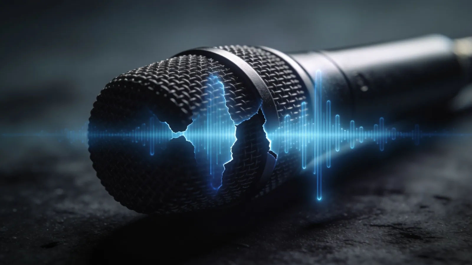 Hesitant broken waveform stuttering across a microphone