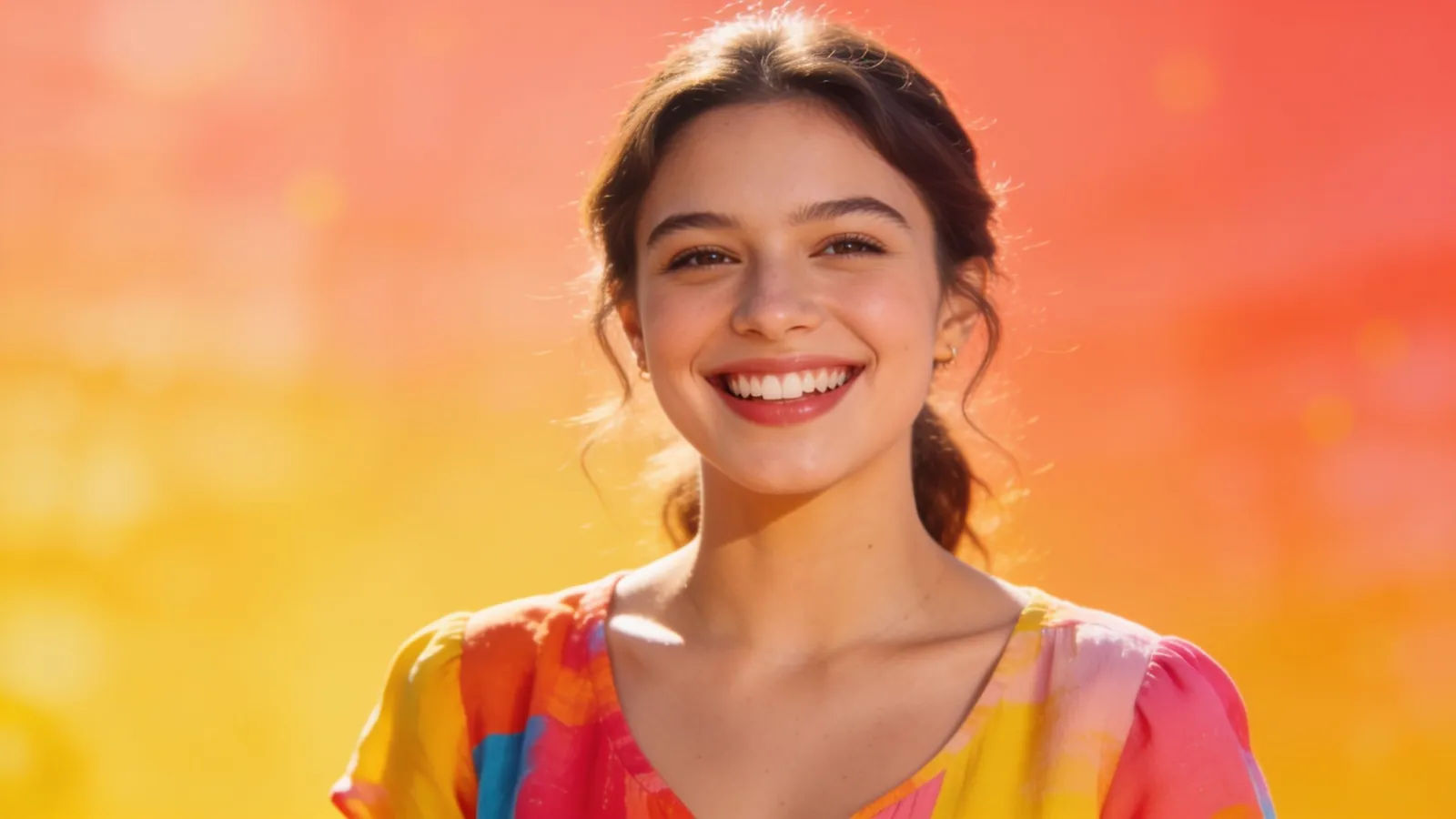 Cheerful young presenter with a beaming smile