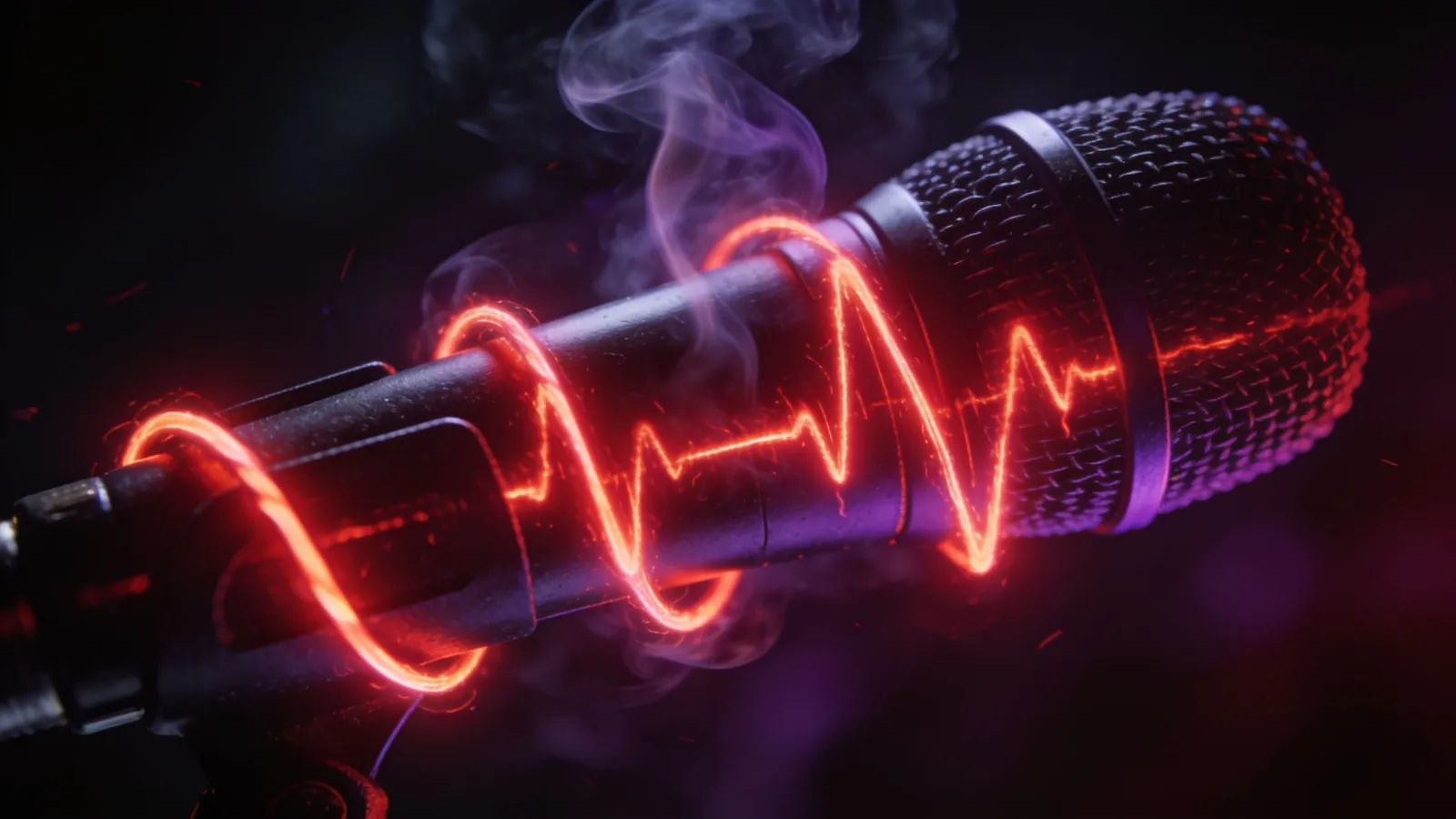 Dark microphone with an ominous coiling waveform