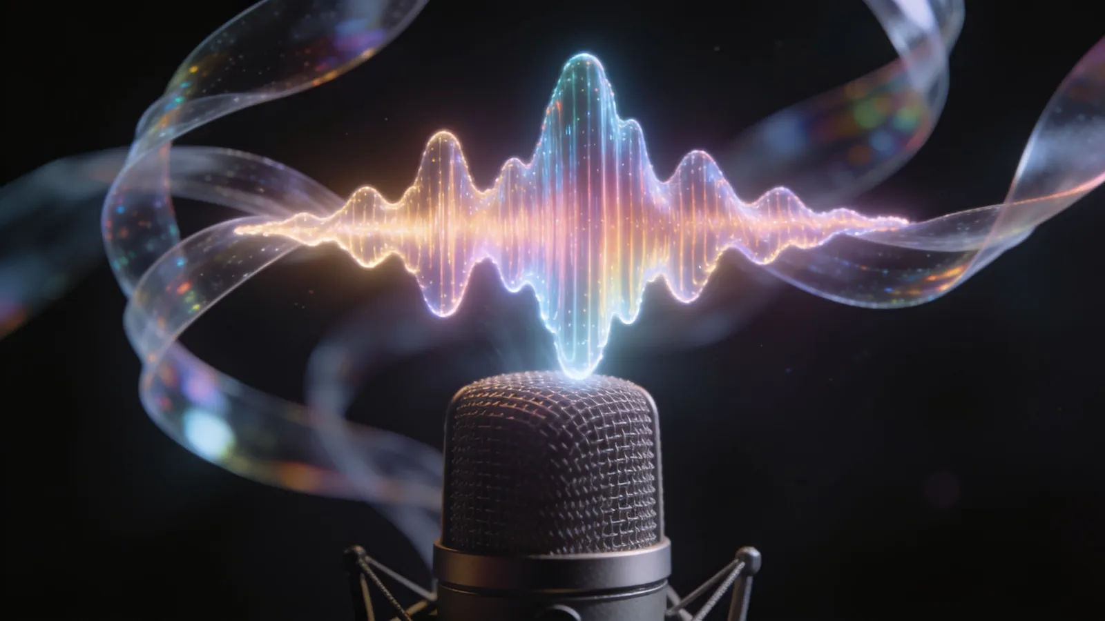 Microphone with vivid prismatic sculptural waveform