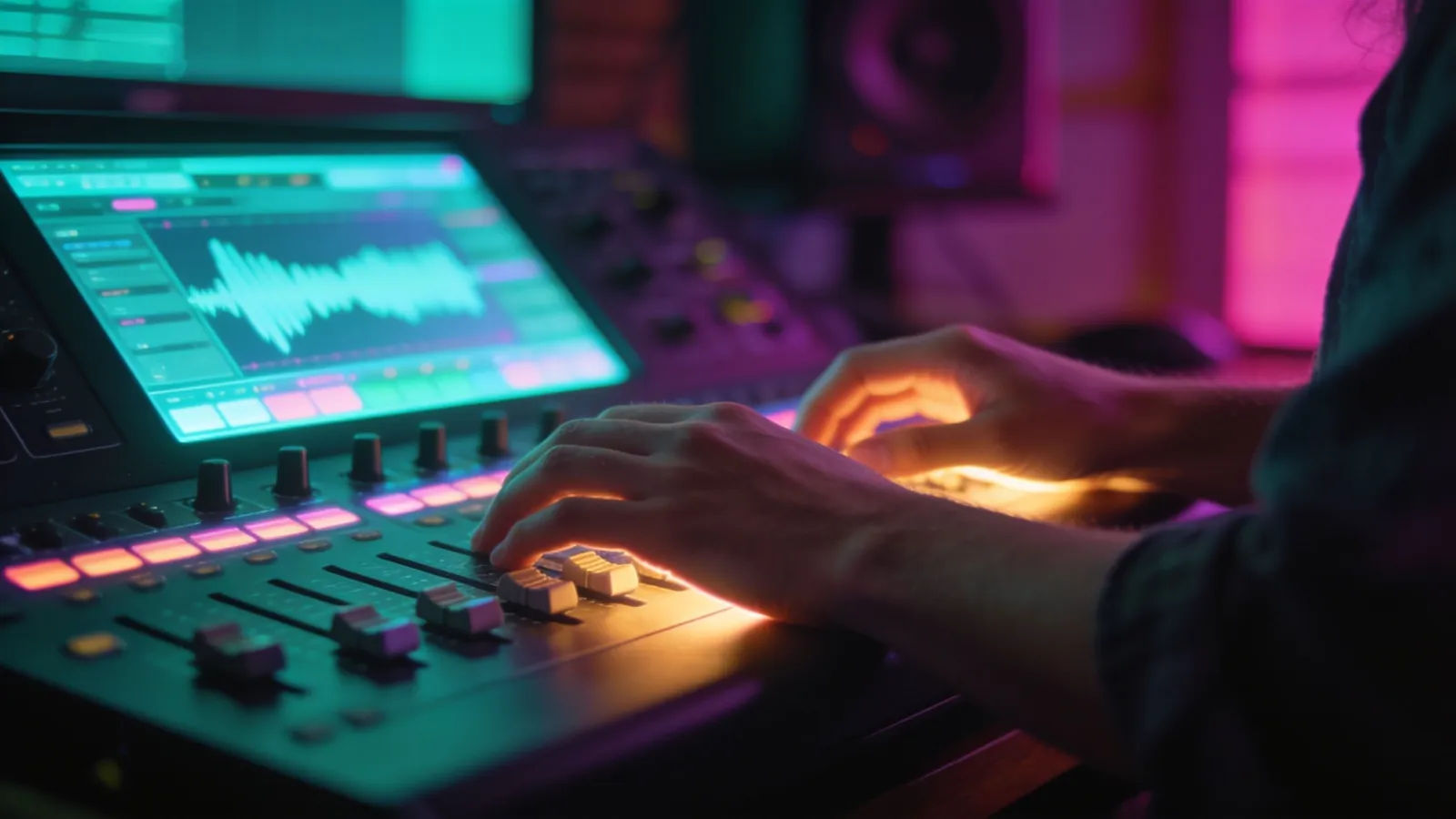 Hands on console with playful colorful interface