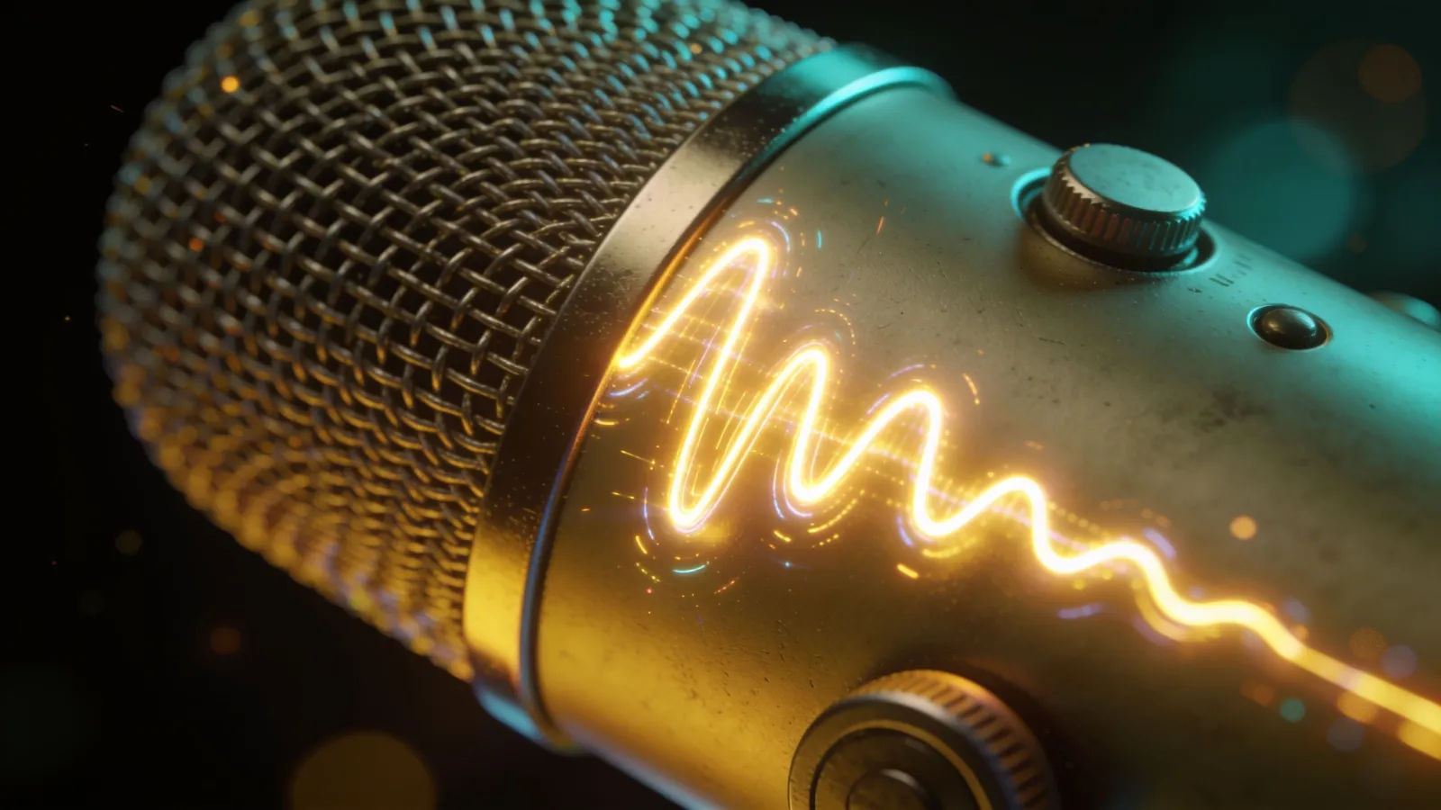 Retro microphone with a lively playful waveform