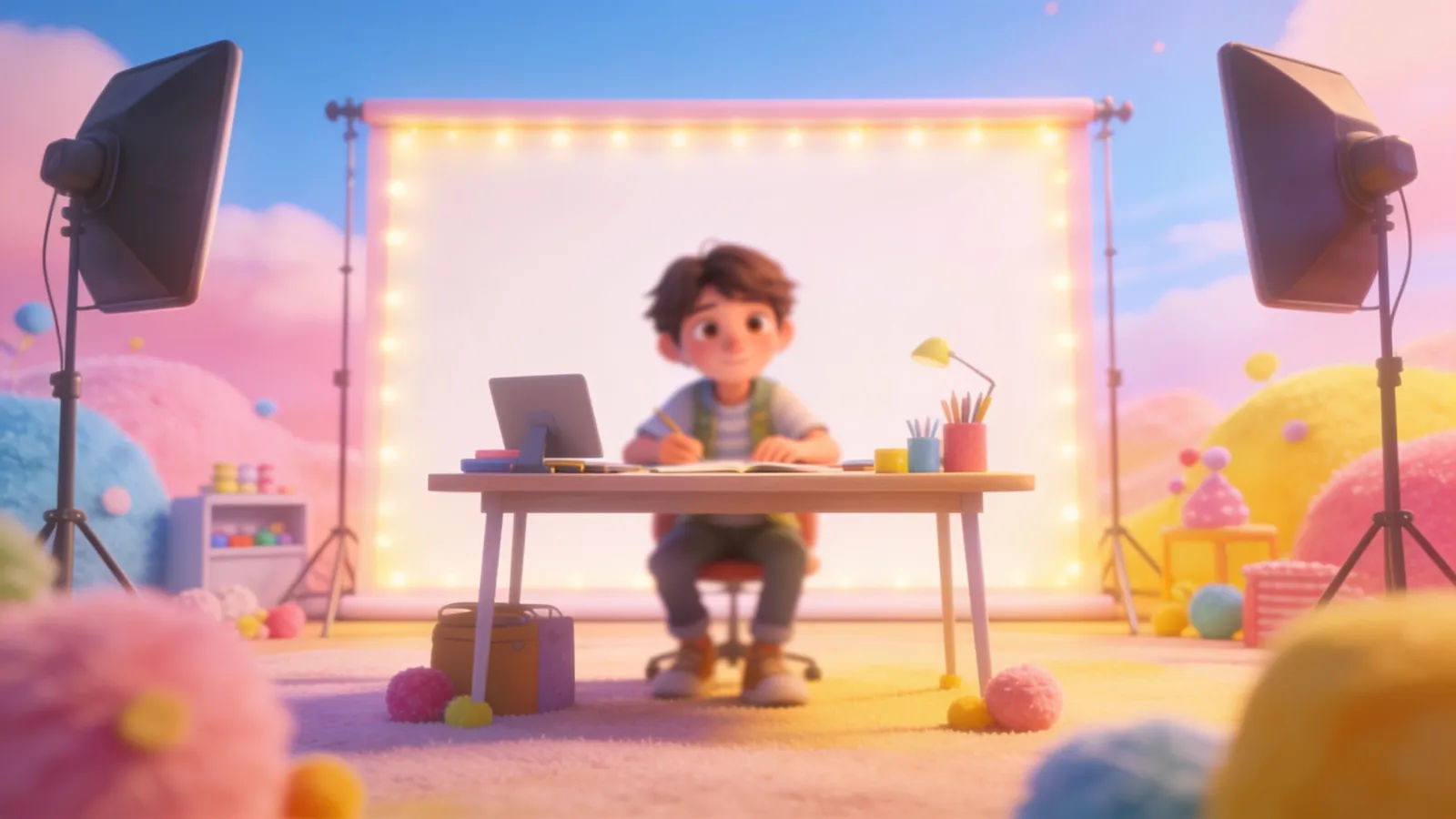 Bright playful animation studio set