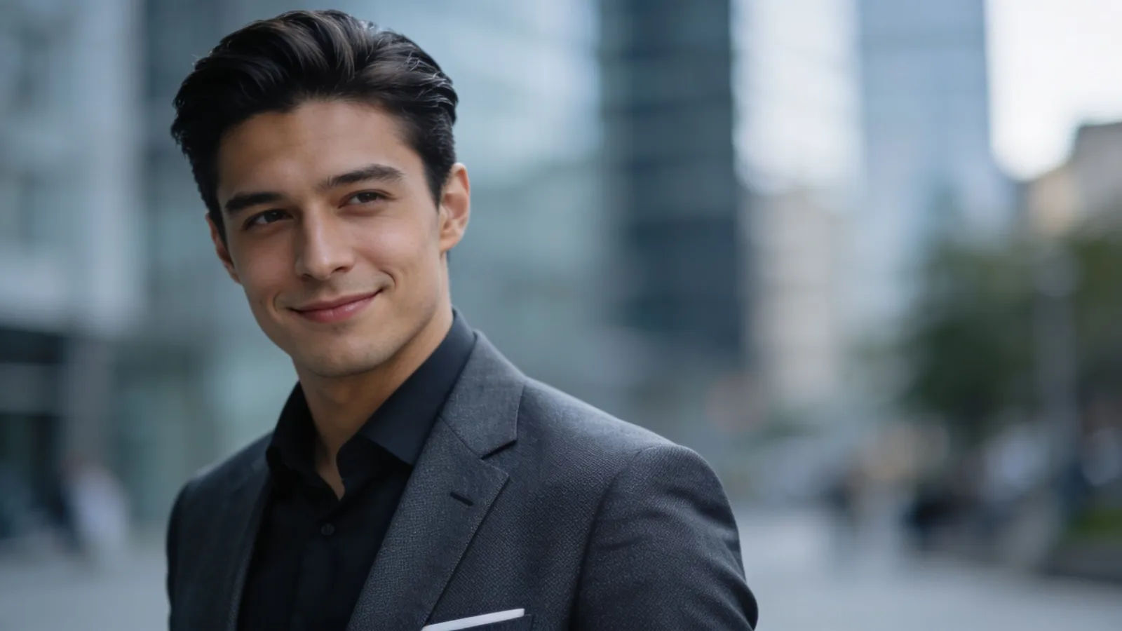 Slick confident young urban professional smirking