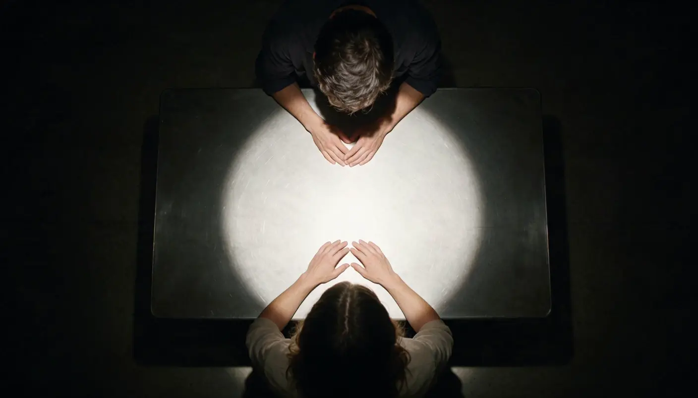 God's eye view shot: The Interrogation