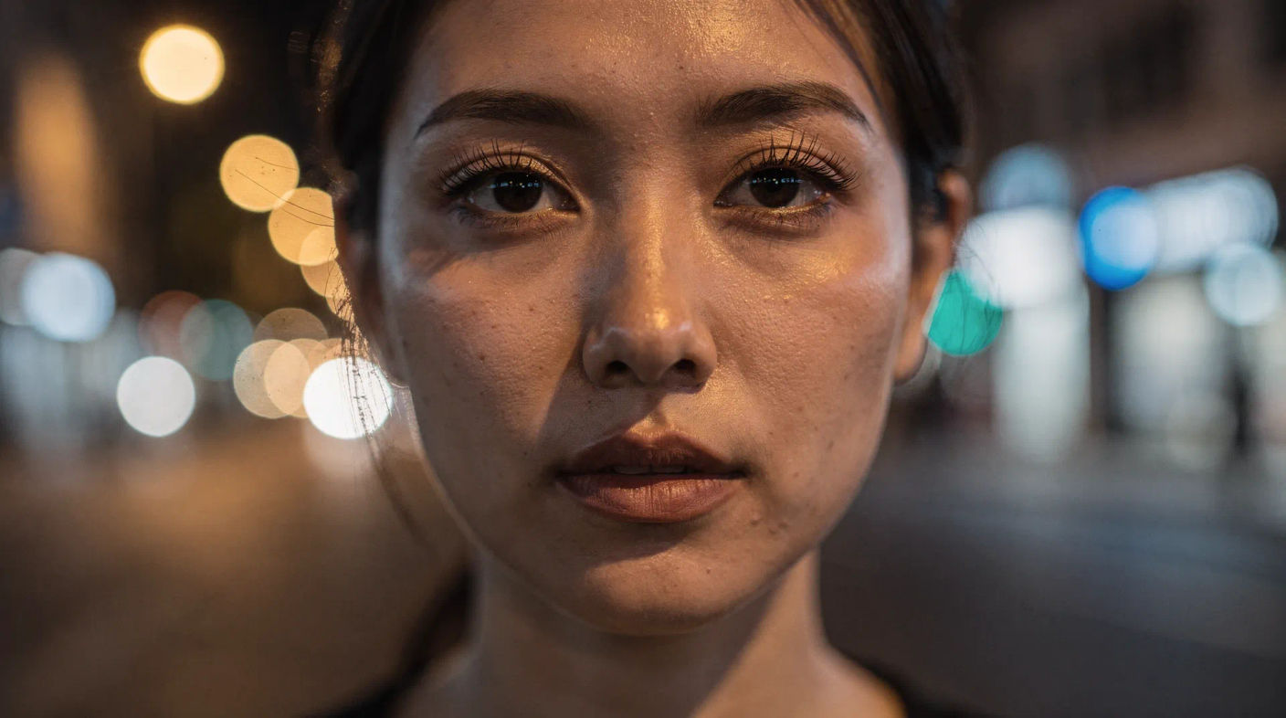 Efecto bokeh: Retrato con luces de la ciudad
