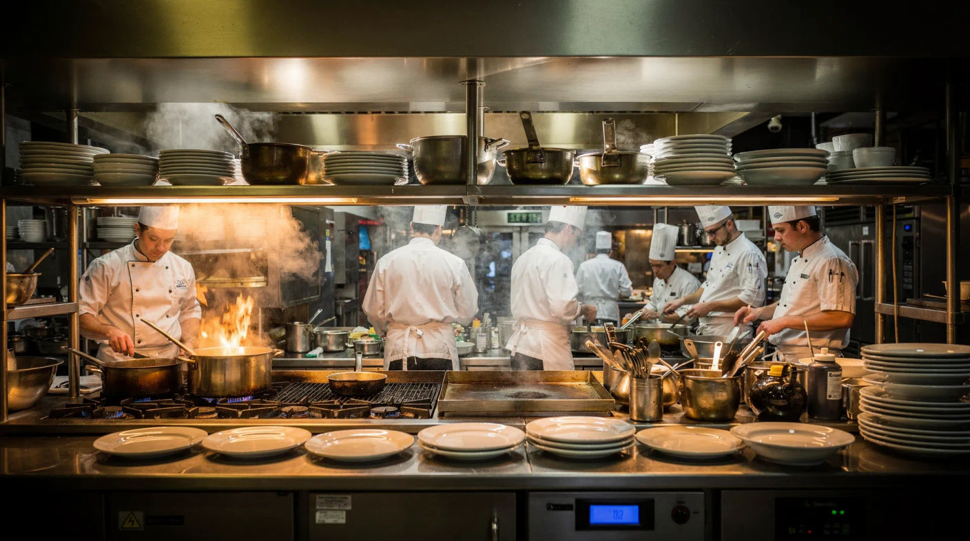Plano general: El ajetreo de la cocina
