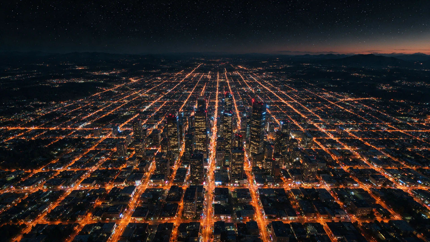 Toma aérea: Ciudad de México de noche