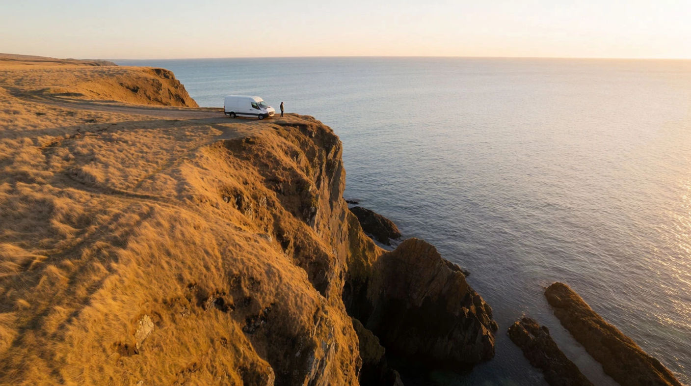 Drone shot: Coastal Cliff Pull-Back