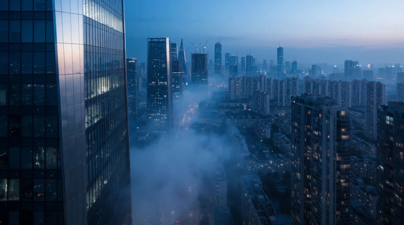 Drone shot: City Skyline Reveal