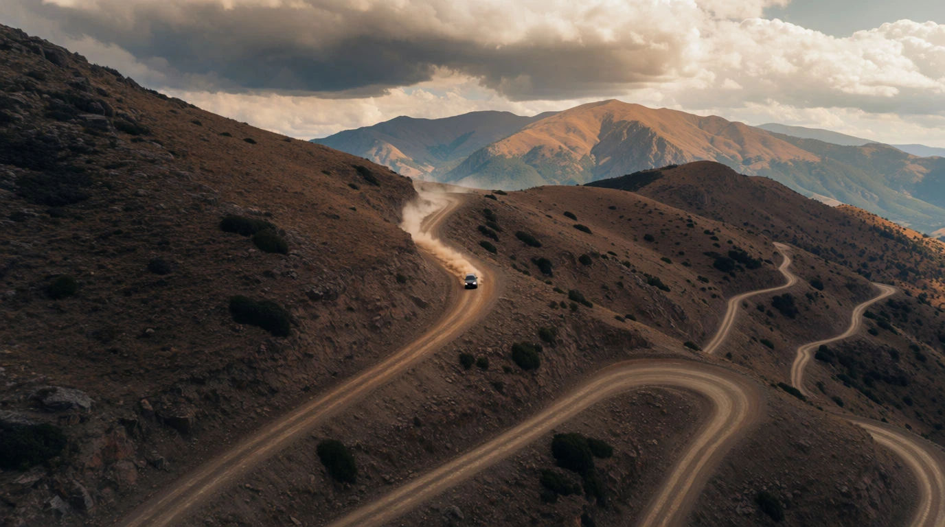 Drone shot: Mountain Switchback Follow