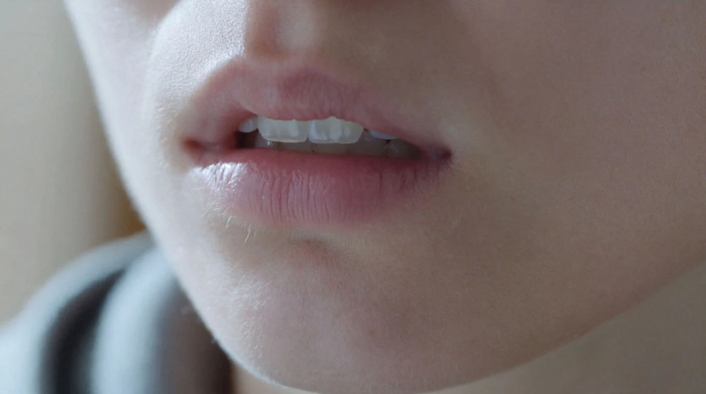 Extreme close-up shot: The Trembling Lip