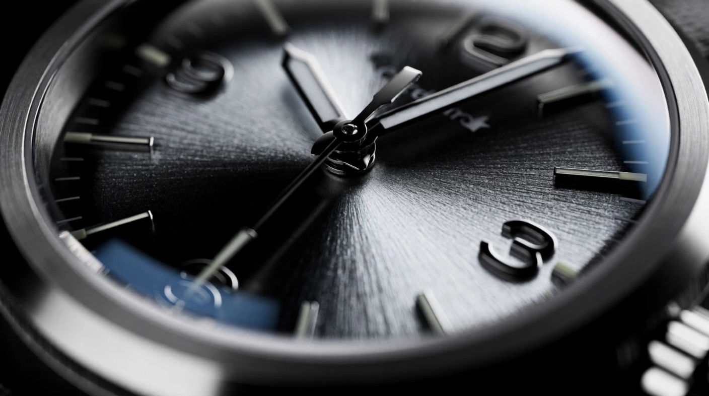 Extreme close-up shot: The Watch Face