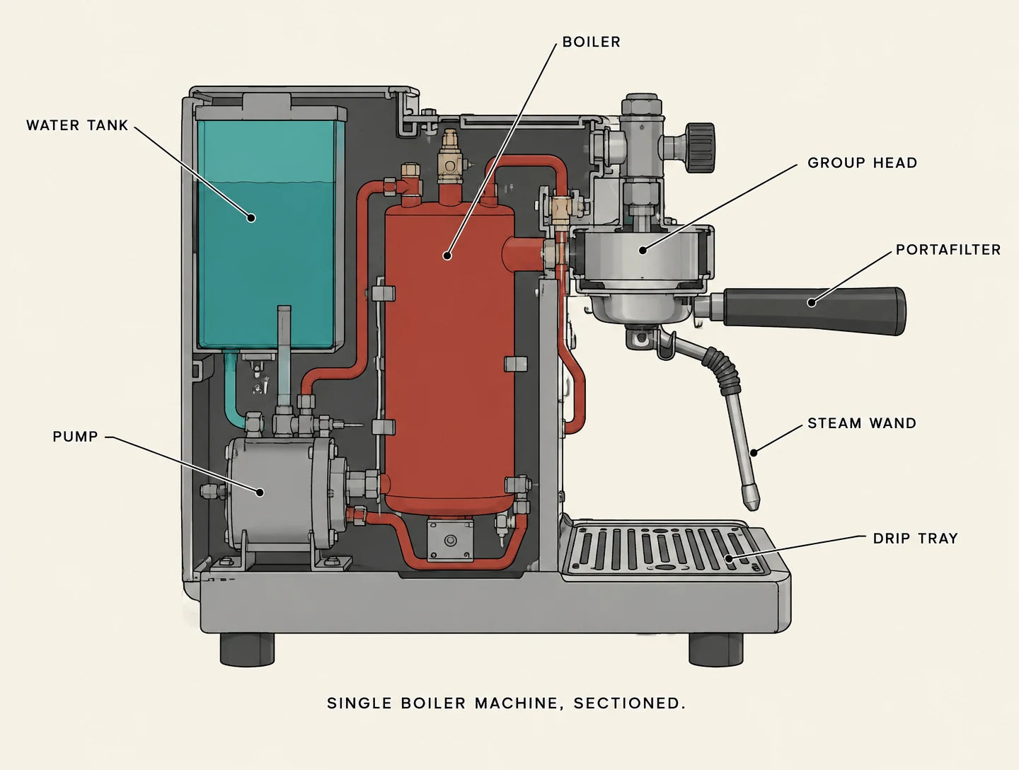 Dieselbe Schnittzeichnung einer Espressomaschine, erzeugt mit ChatGPT Images 2.5