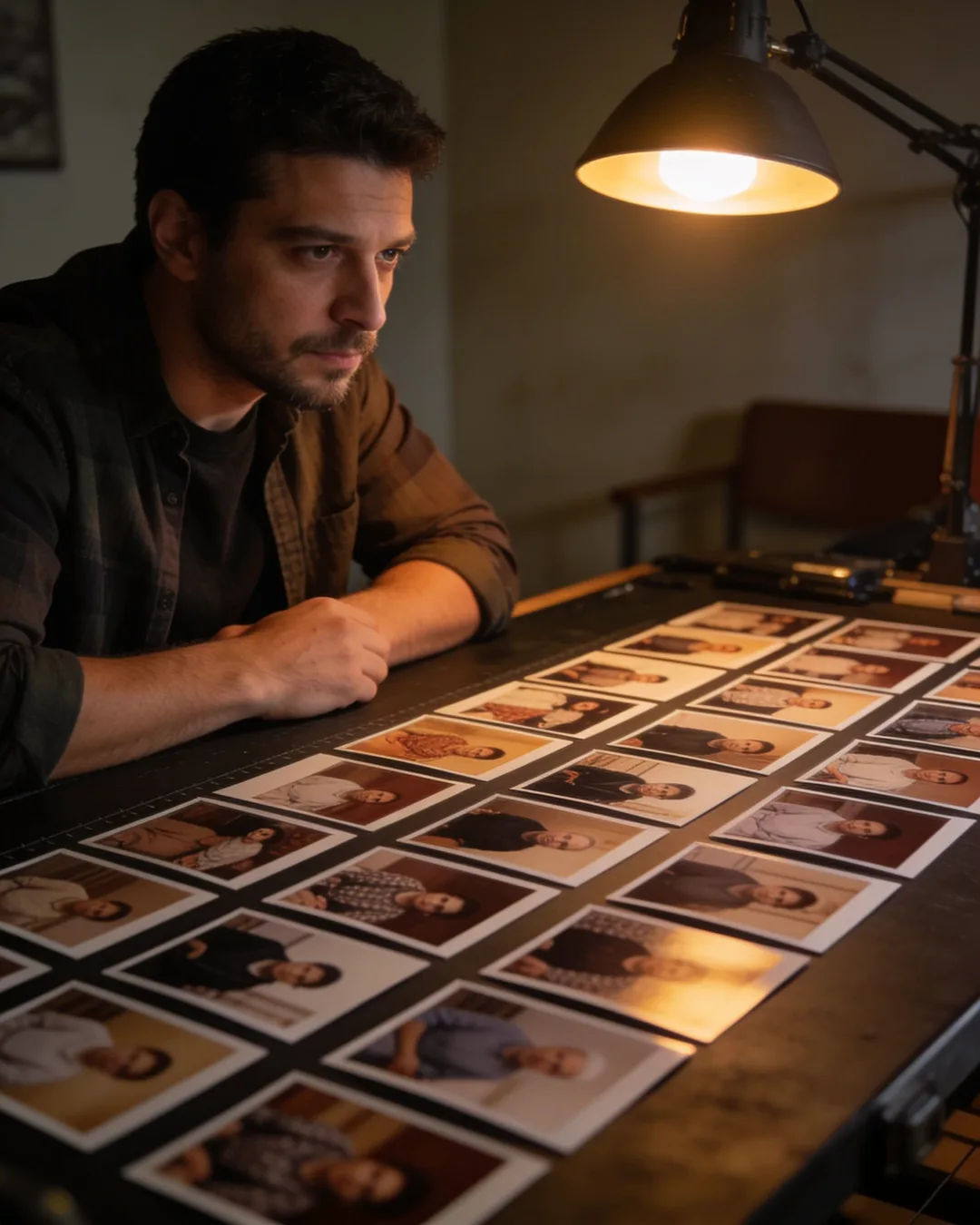 Storyboard cards of a Bosnian family drama laid out on a production table