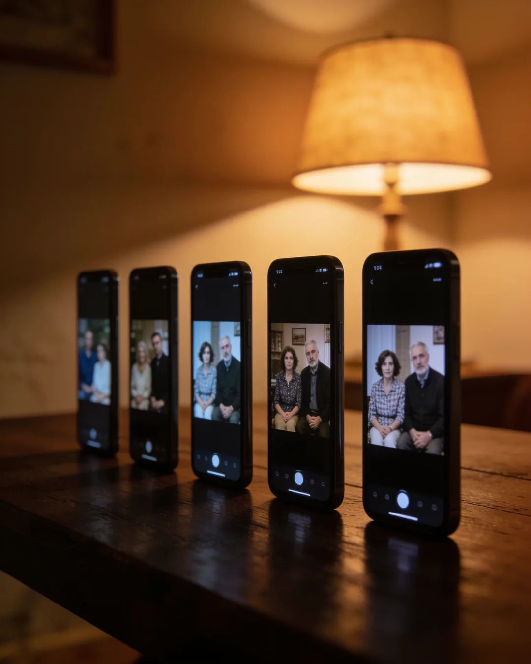 A row of phones showing episodes of the same Croatian drama series