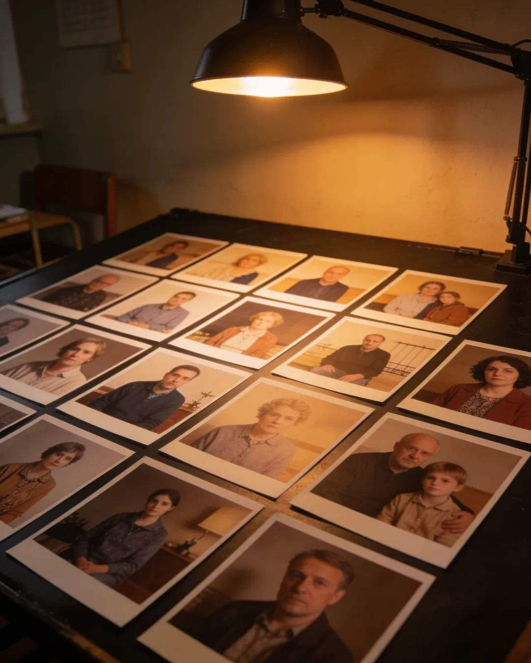Storyboard cards of a Czech family drama laid out on a production table