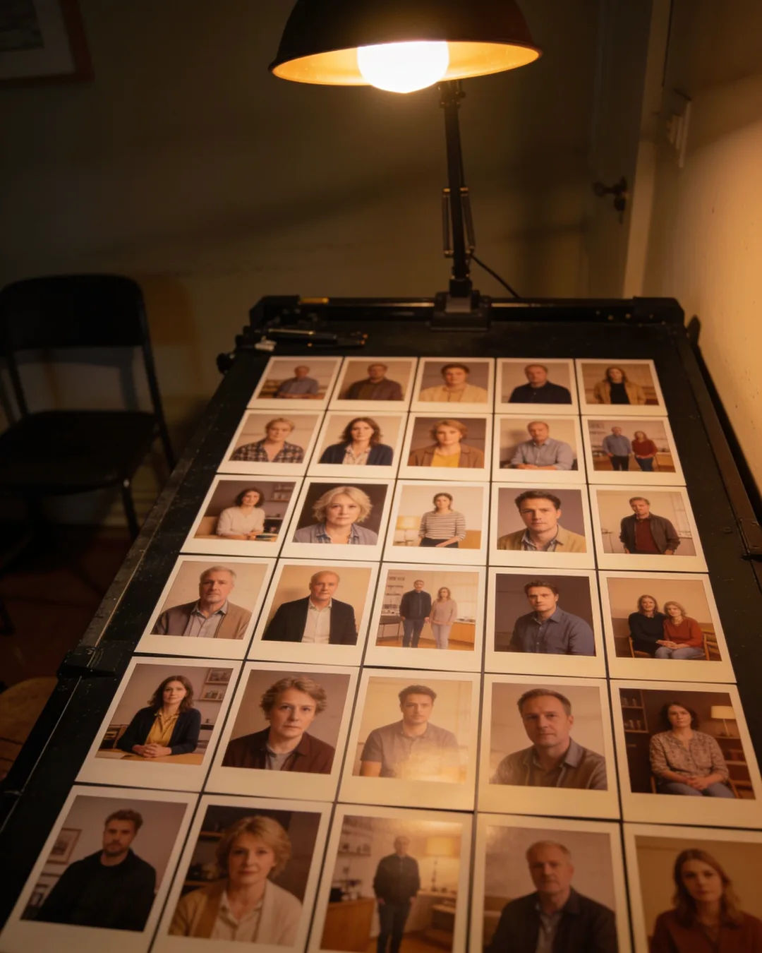 Storyboard cards of a Danish family drama laid out on a production table