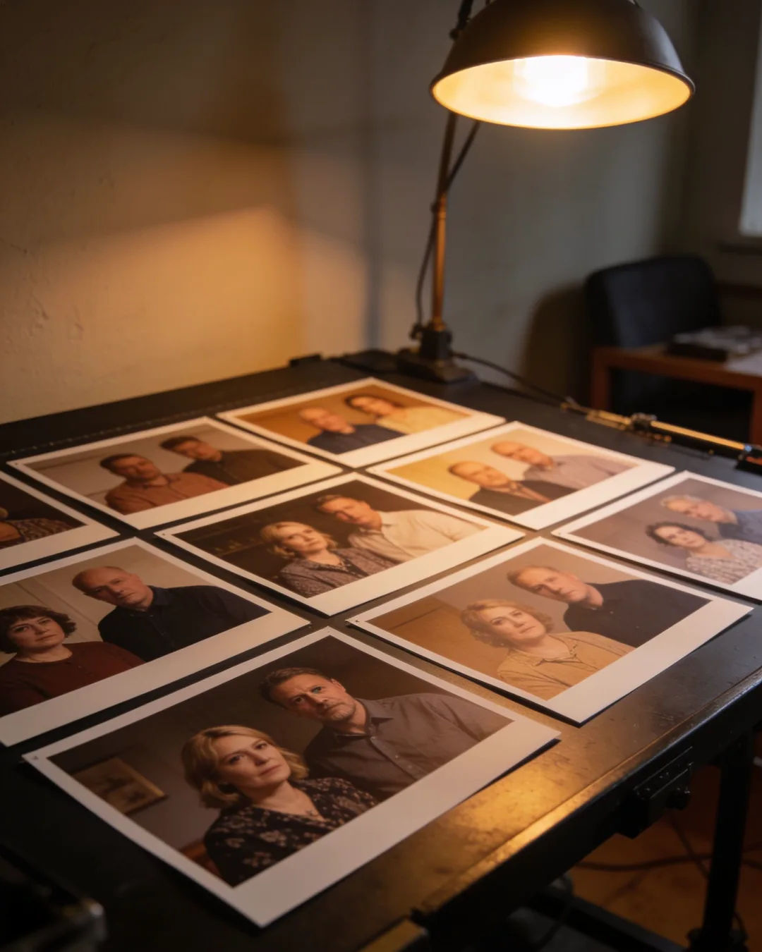 Storyboard cards of an Estonian family drama laid out on a production table