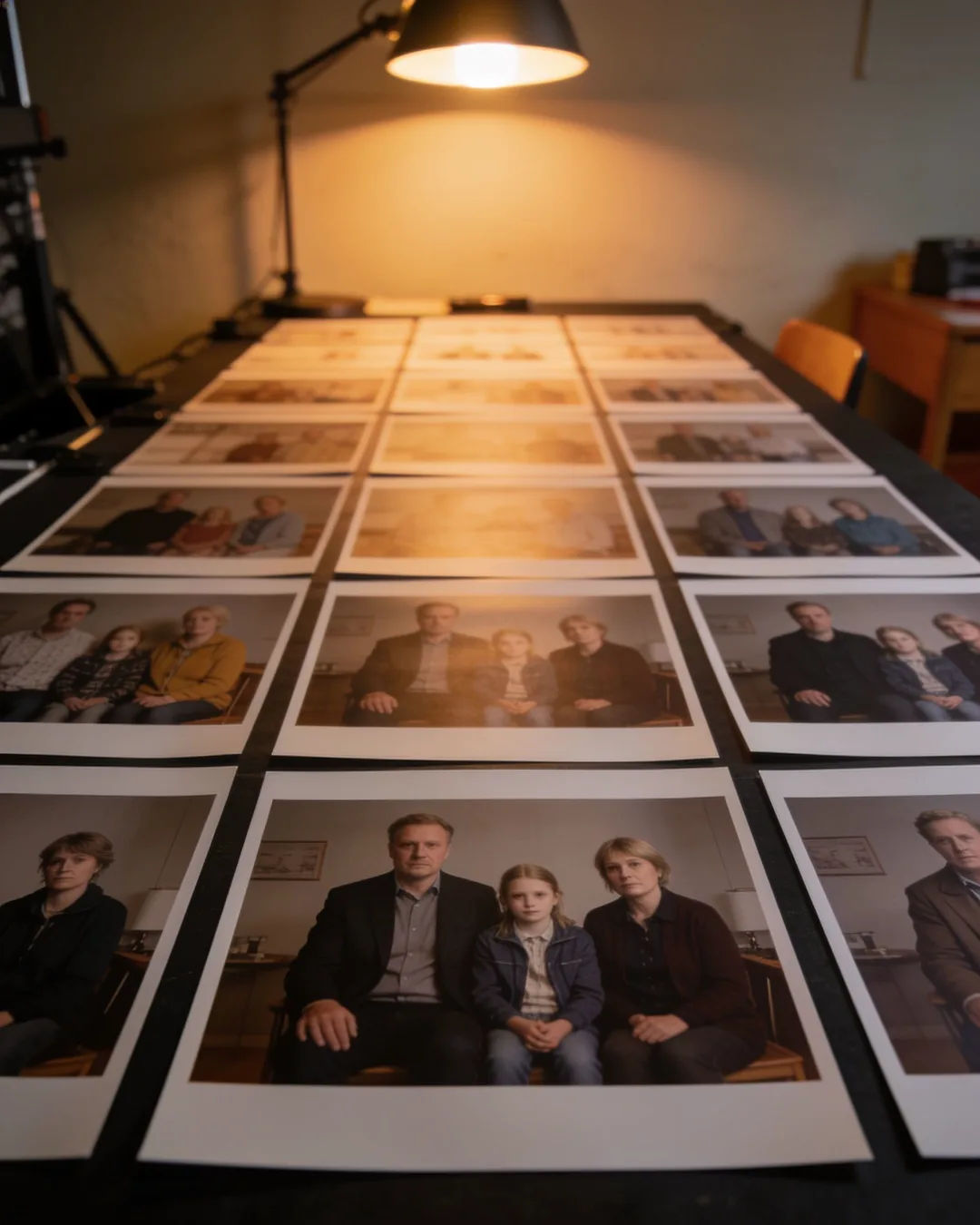 Storyboard cards of a Finnish family drama laid out on a production table