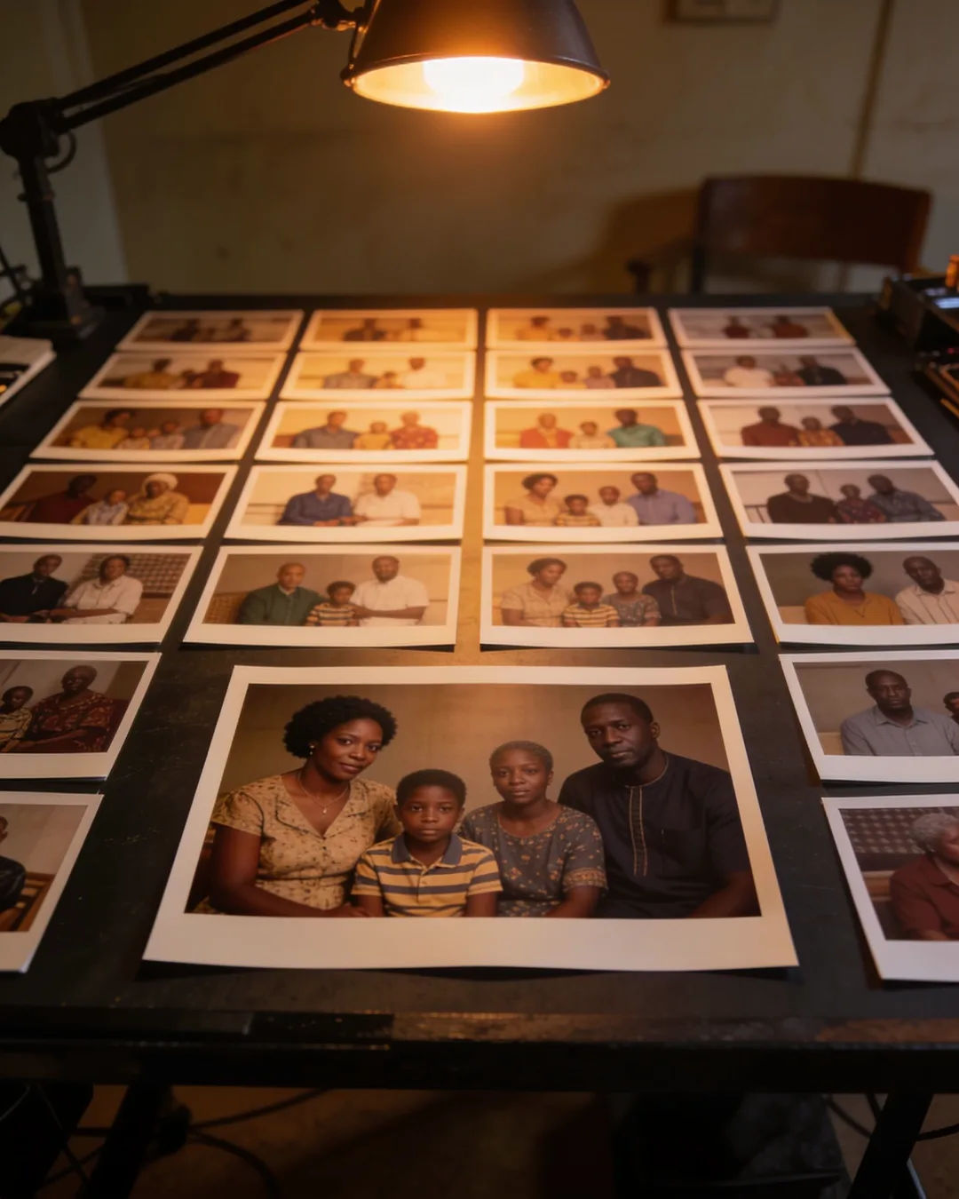 Storyboard cards of a family drama laid out on a production table