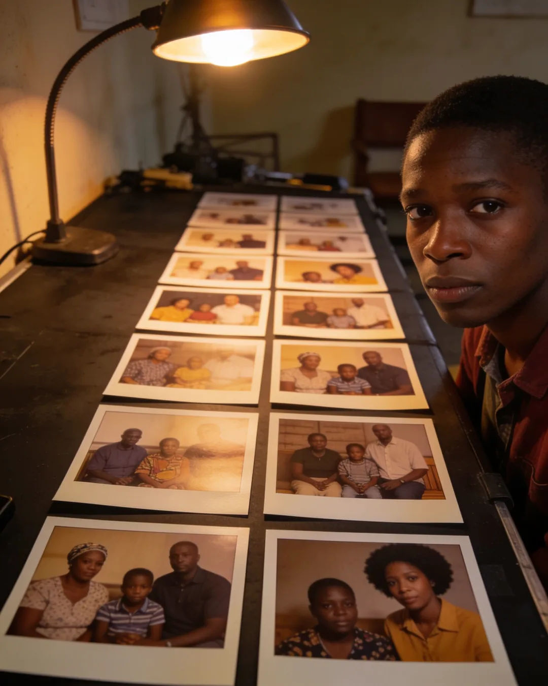 Storyboard cards of an Ugandan family drama laid out on a production table