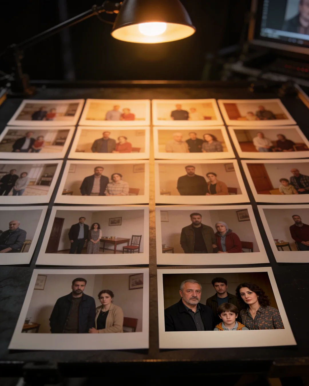Storyboard cards of a Macedonian family drama laid out on a production table