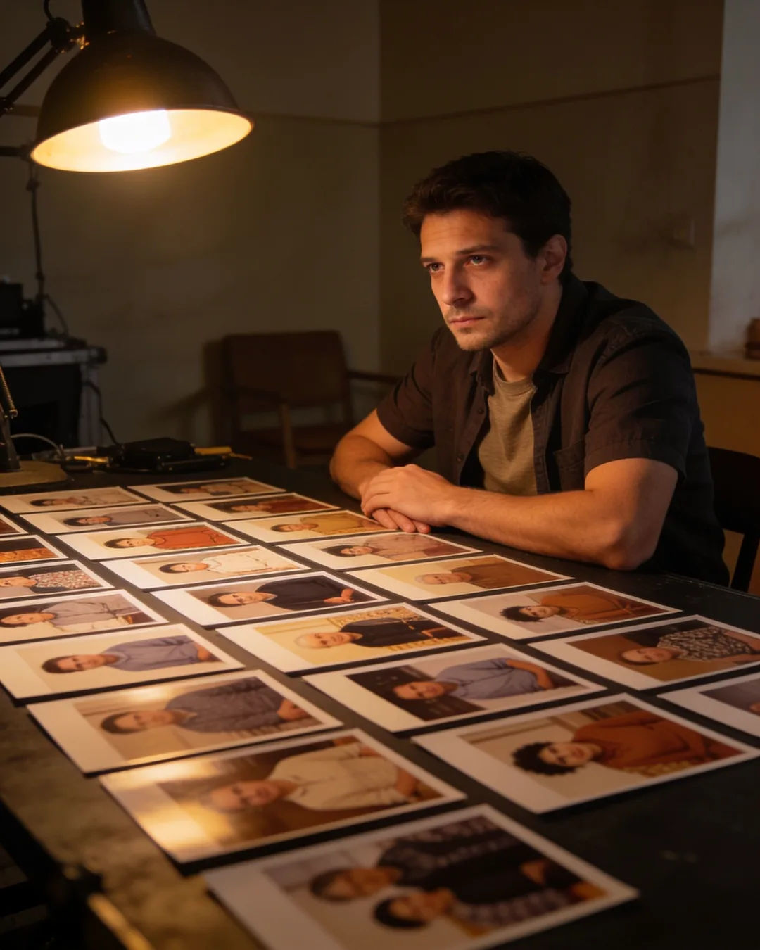 Storyboard cards of a Romanian family drama laid out on a production table