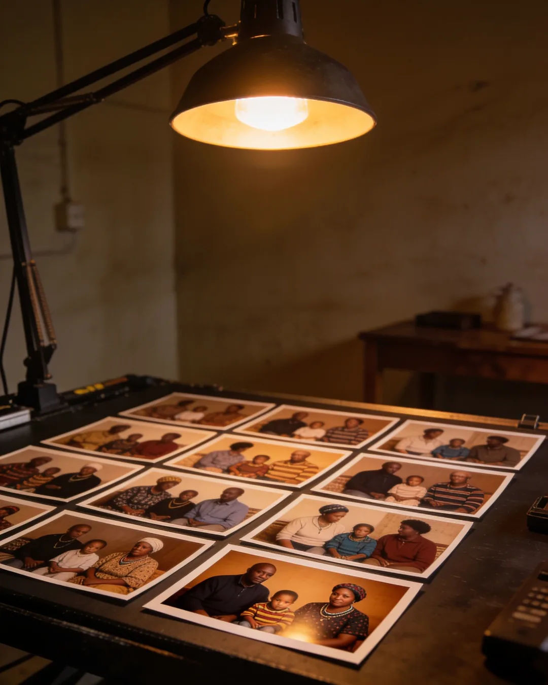 Storyboard cards of a Basotho family drama laid out on a production table