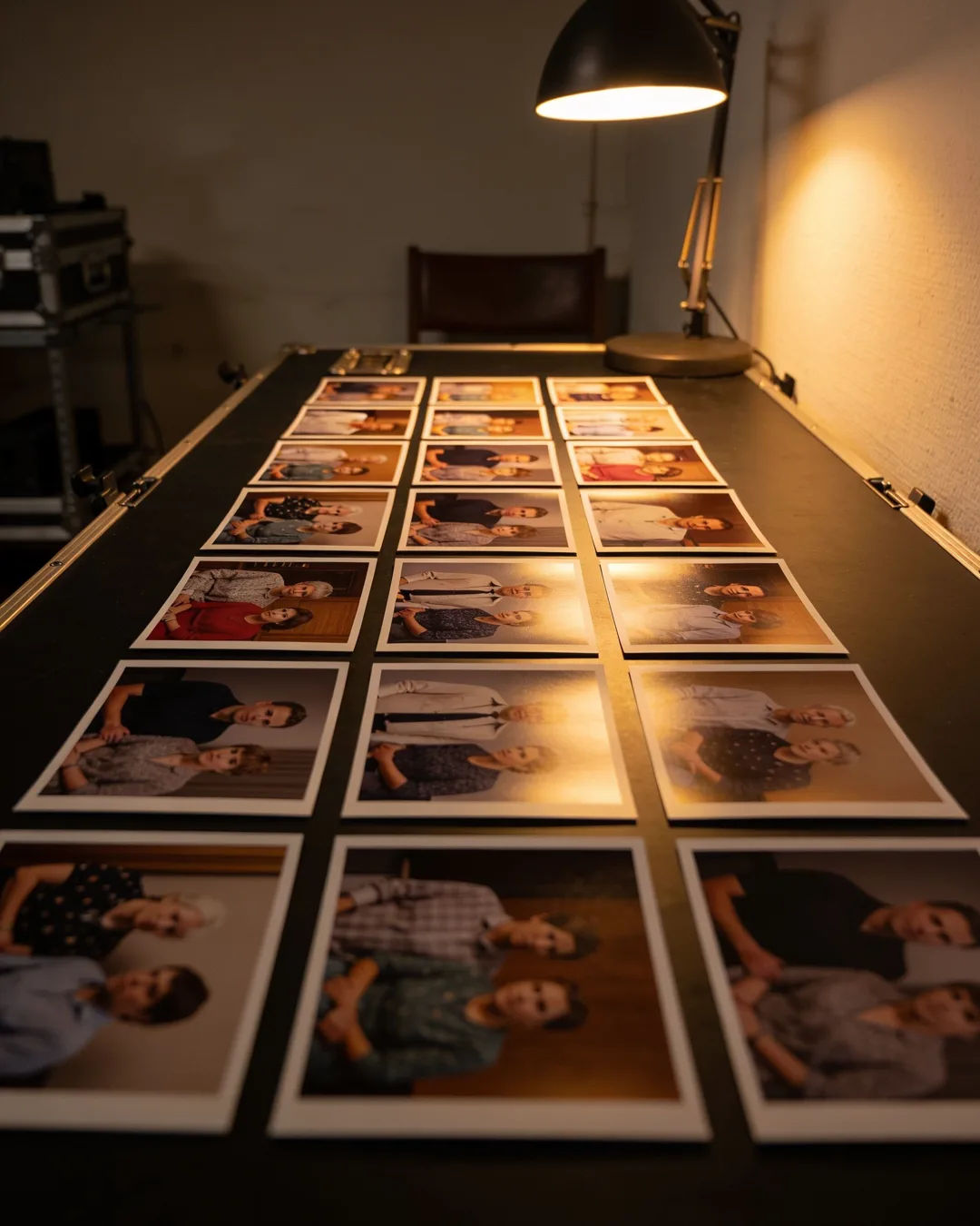 Storyboard cards of a Slovak family drama laid out on a production table