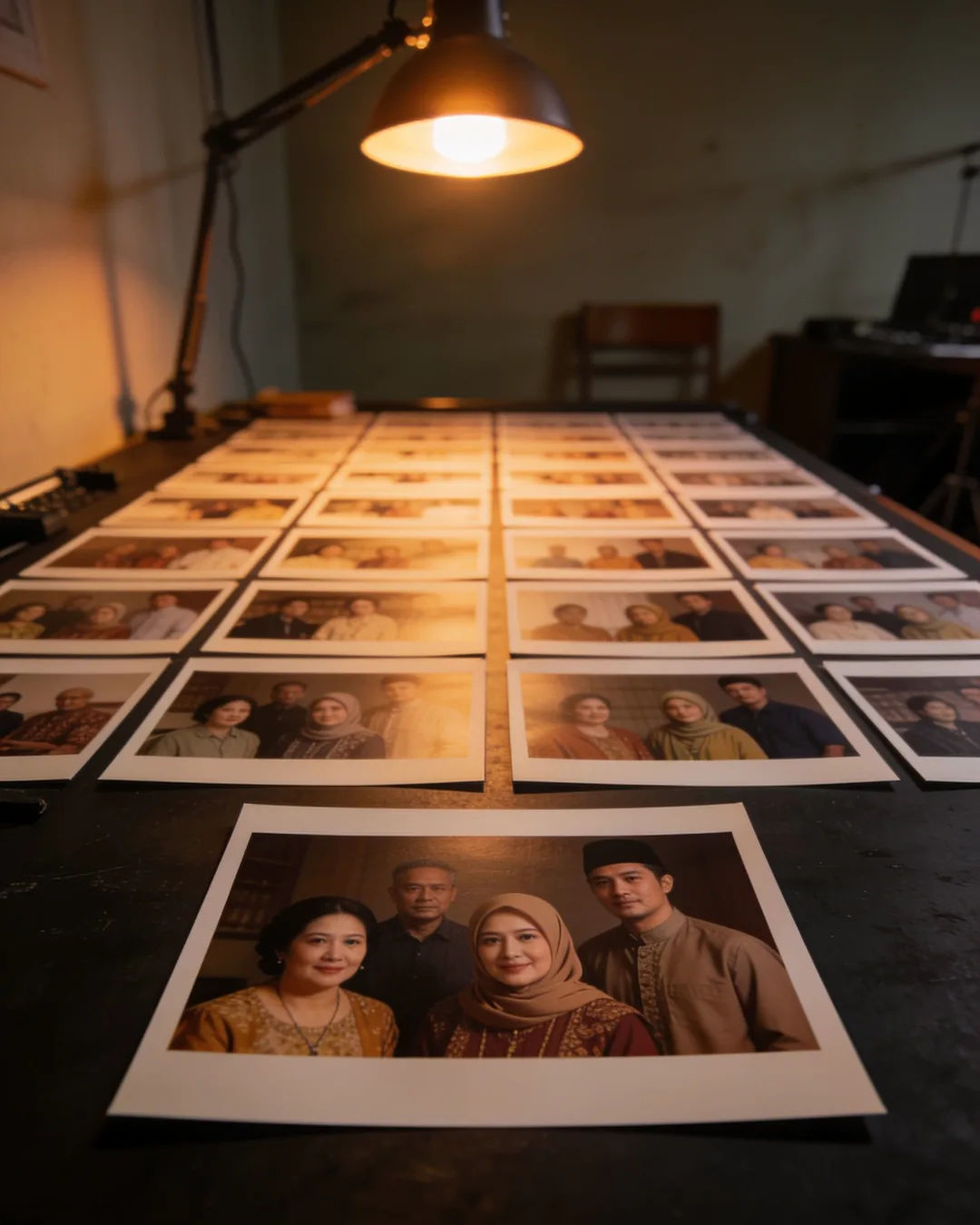 Storyboard cards of a Sundanese Indonesian family drama laid out on a production table